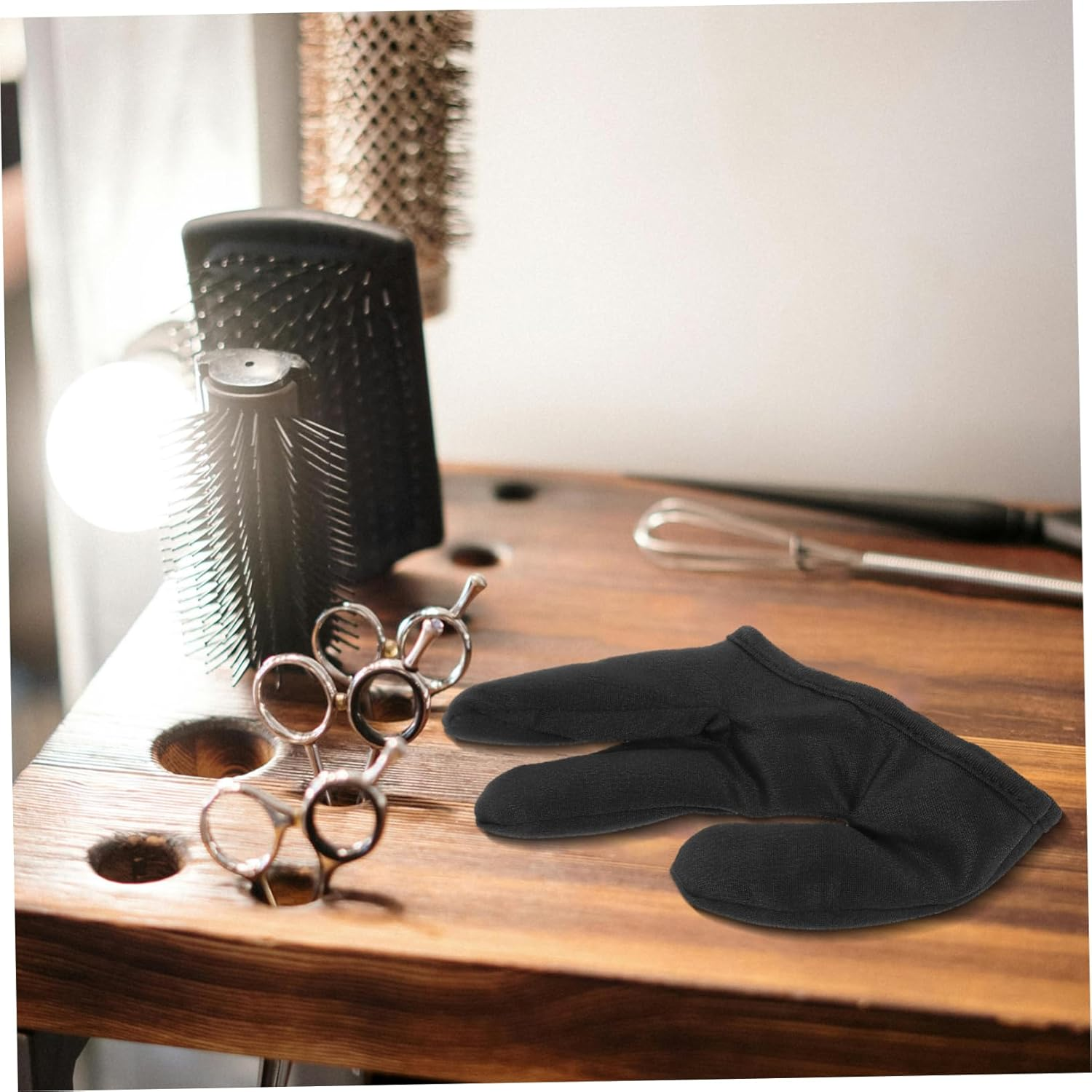 EXQUIMEUBLE Hair Styling Glove Heat Resistant Thermal Three Finger Design for Women Salon Home Use Hair Dyeing image number 2