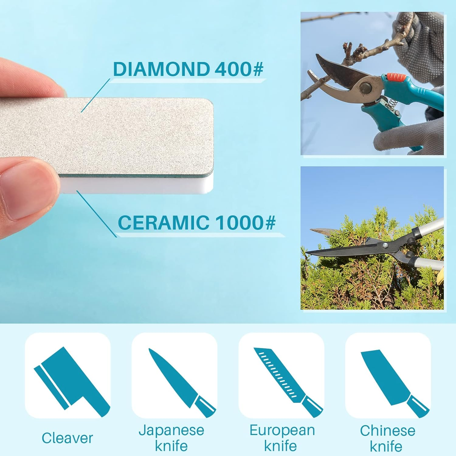 Patelai 2 Pcs Mini Pocket Knife Sharpener Stone Double Sided Portable Sharpening Stone Whetstone Diamond Ceramic Sharpen Tools 400/1000 Grit for Knives Scissors Kitchen Outdoor Survival Gear image number 1