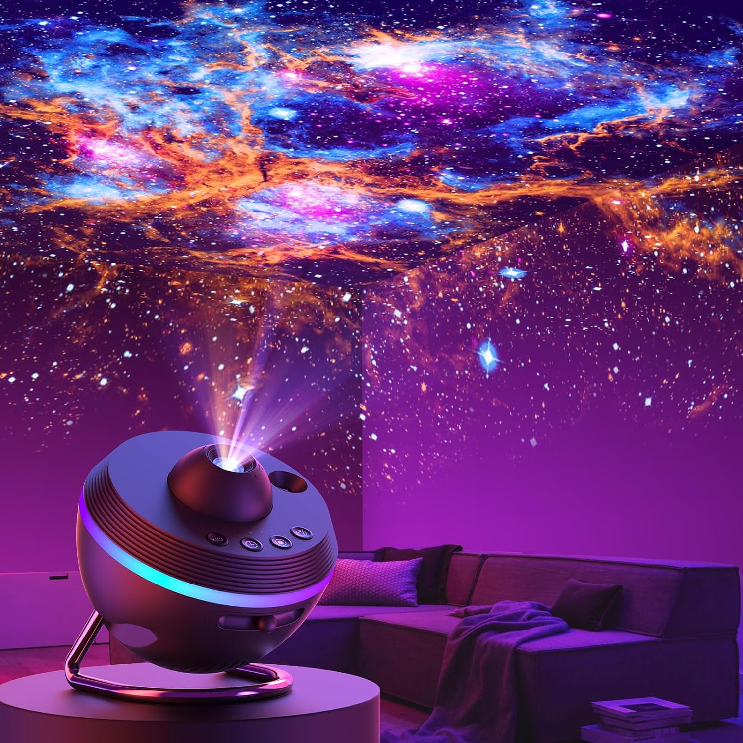 Lithomy Galaxy Projector with 13 4K HD Discs, Wide Viewing Angle HD Focus Star Projector, 6 Exquisite Lighting Effects Night Light Projector,For Adults Kids Bedroom Decoration,Black image number 6