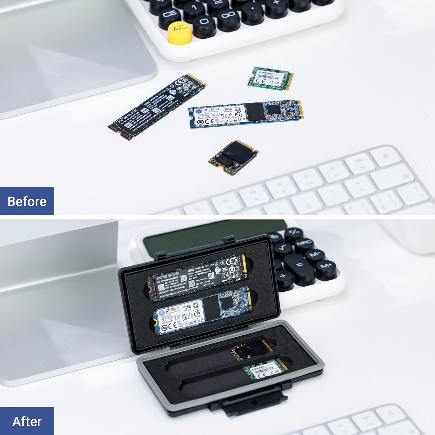 4 Slots M.2 2280 SSD Protector Case Storage Holder for PC Desktop Laptop M.2 2280 Internal Solid State Drive