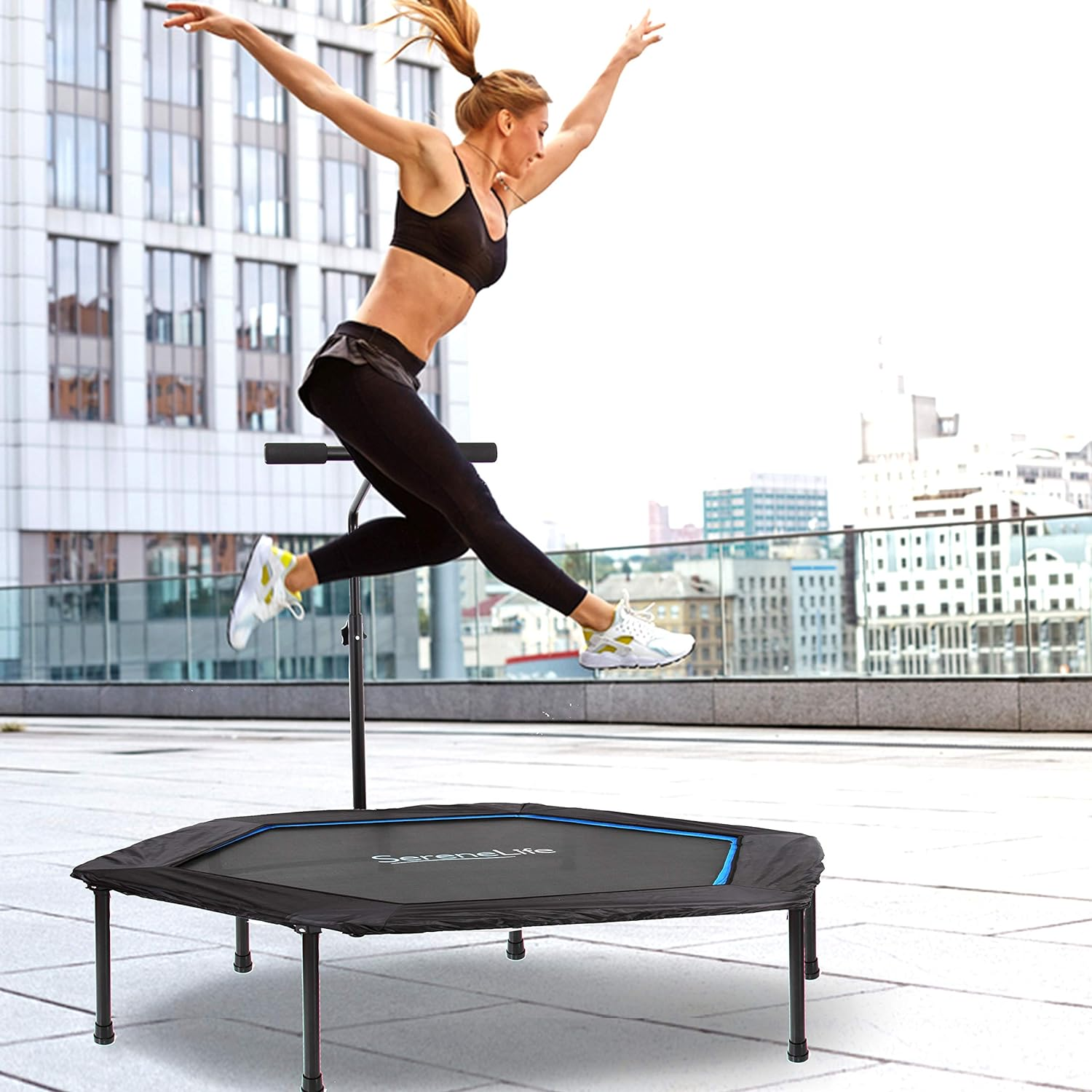 Serenelife 48" Mini Trampoline Rebounder, Portable and Foldable Fitness Trampoline, Suitable for Adults and Kids, Perfect for Indoor/Outdoor Workout image number 2