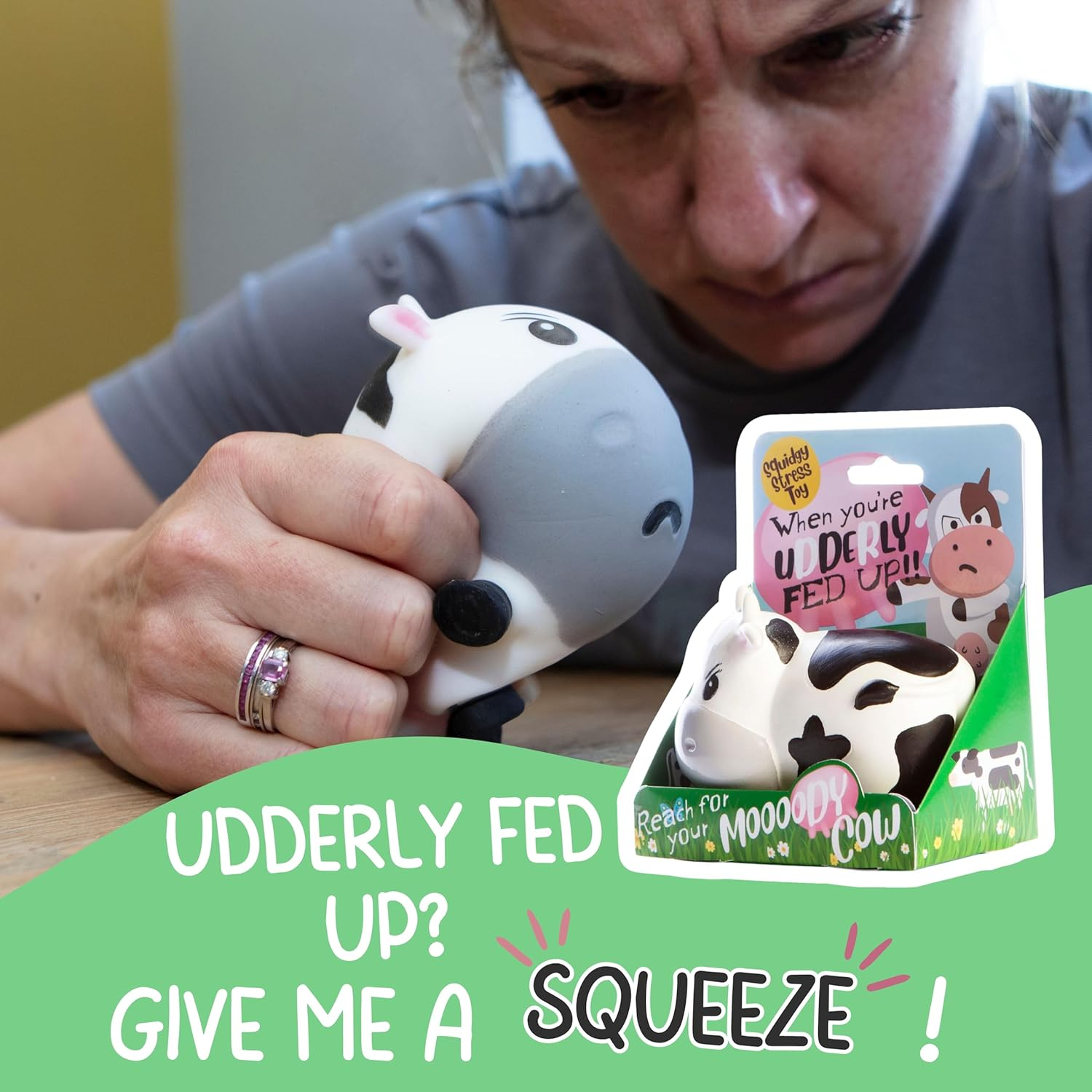 Boxer Gifts Moody Cow Stress Relief Toy, Funny Squishy Desk Toy, Novelty Stress Ball, Farm Animal Themed, Anxiety Relief Toy, Humorous Present, Squeeze Away Stress, Bright Fun Packaging image number 6