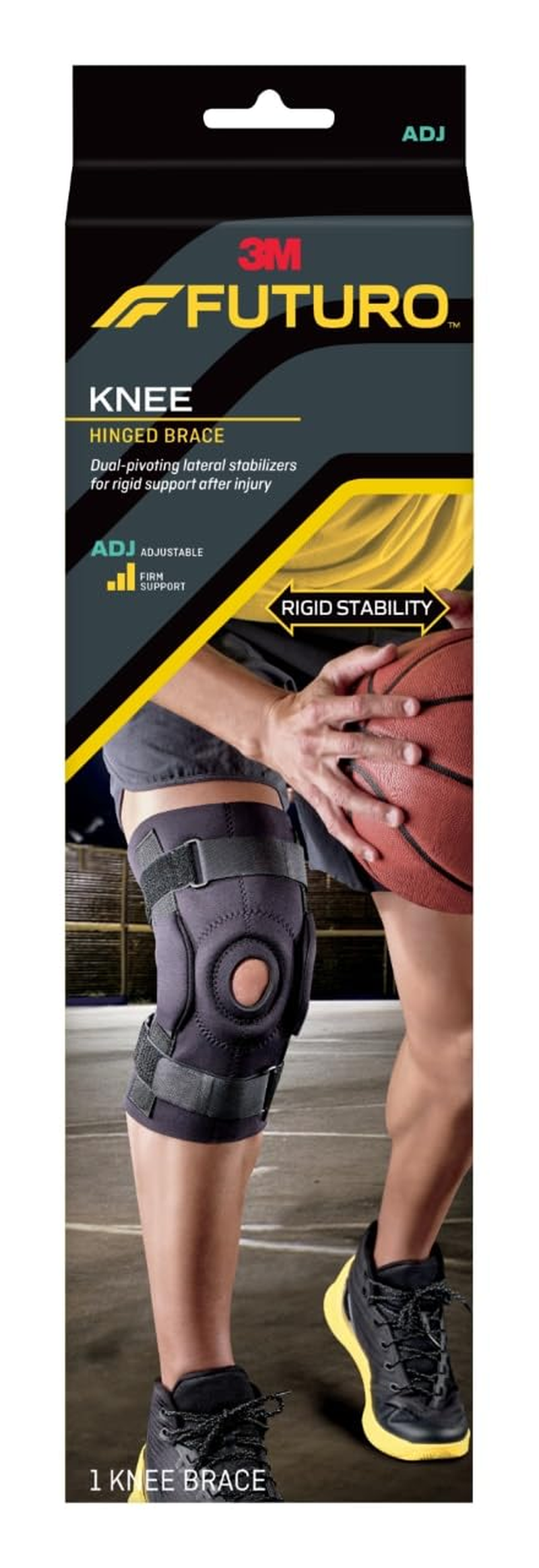 Futuro Cushioned, Stability, Durable, Neoprene-Blend, Adjustable, Soothing Warm Hinged Knee Brace - Black image number 6