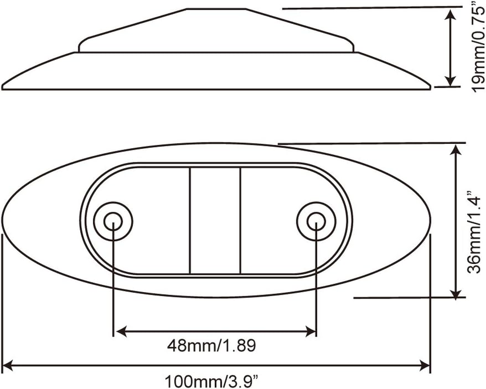 Dream Lighting 2 Pack 12V DC Cool White LED Sleek Side Marker Clearance Lights Indicators Trailer Truck RV Motorcycle Lamp Surface Mount image number 6