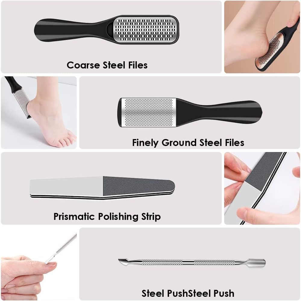 AUTOWT Pedicure Tools Kit, 27 In-1 Pedicure Tools Set Professional Manicure Pedicure Set Stainless Steel Foot Care Kit for Women Men, and Salon Hard Skin Remover Foot Scrub, Dead Skin image number 6