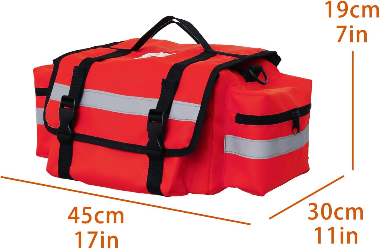 First Aid Bag Empty,First Responder Emergency Bag,Ems EMT Trauma Bag Empty,Medical Bag with Reflective Strips,Great for Rescue Squads,Lifeguard,Firefighter(Red) image number 3