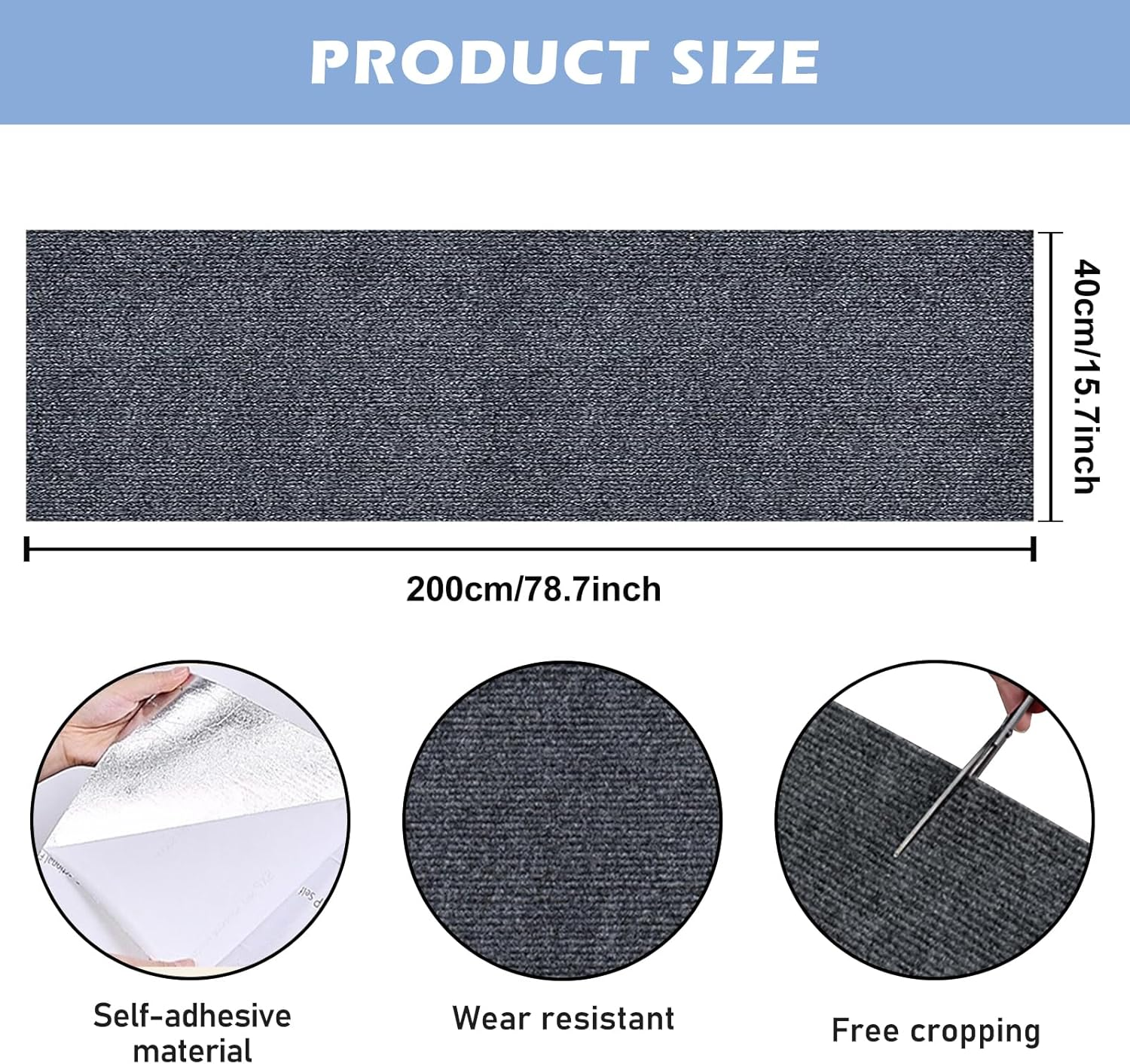 Cat Scratching Mat, Cat Scratching Mat, Self-Adhesive, Scratching Boards Cat, Scratching Board for Cats, Scratching Mat for Cats, Scratching Mat, Cats for Protects Door, Carpets, Sofas (200 X 40 Cm) image number 6