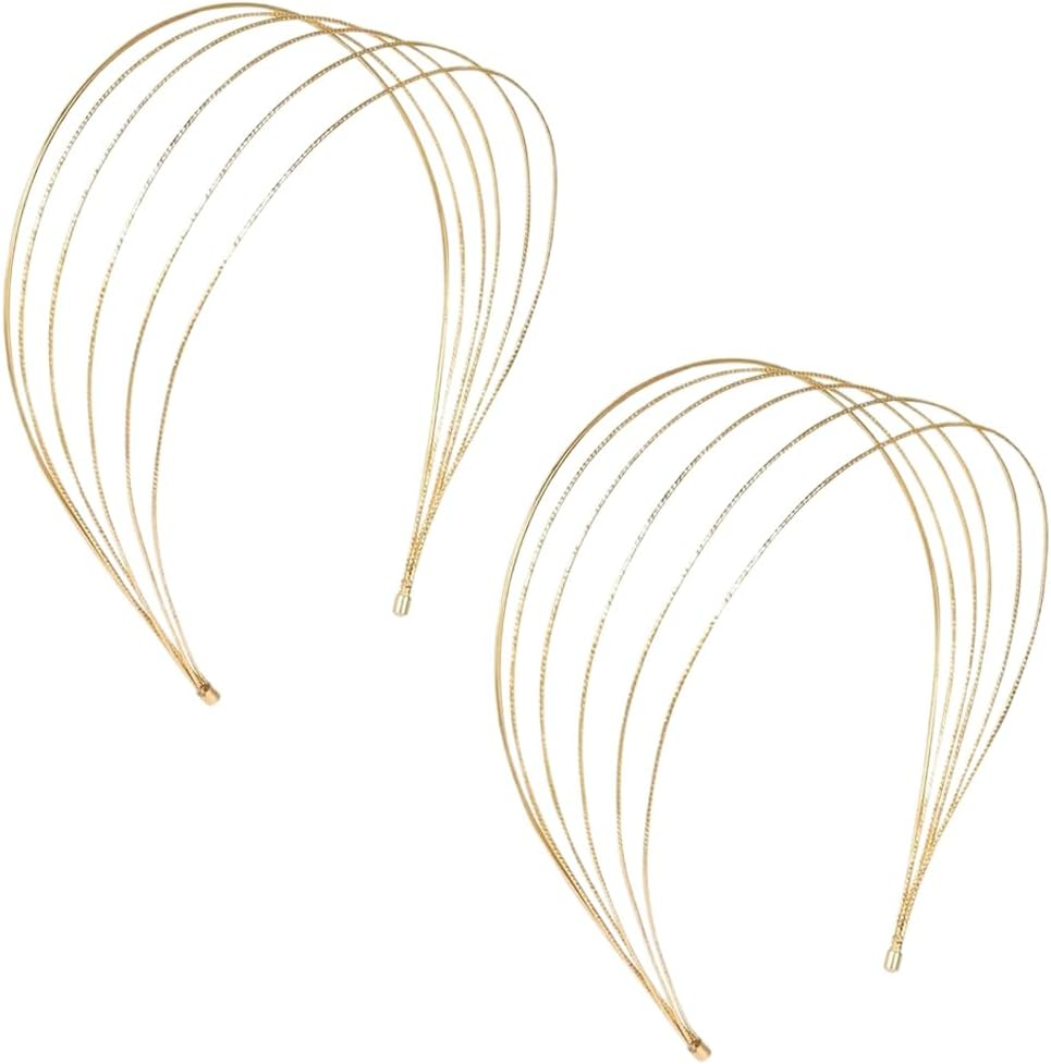 Pack of 2 Women'S Hair Bands, Gold, Multilayer Metal Headbands for Women, Fashionable Elegant Hair Bands