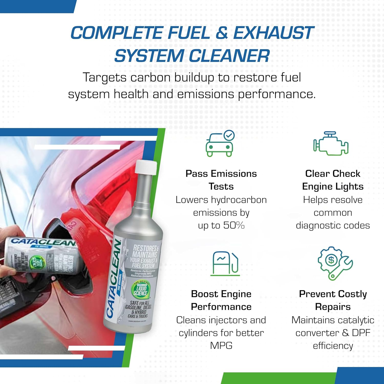 Cataclean Fuel & Exhaust System Cleaner &ndash; Pass Emissions Tests &ndash; Clear Check Engine Lights &ndash; Restores Catalytic Converters, DPF Filters and Cleans Fuel Systems, 16Oz (120007) image number 4