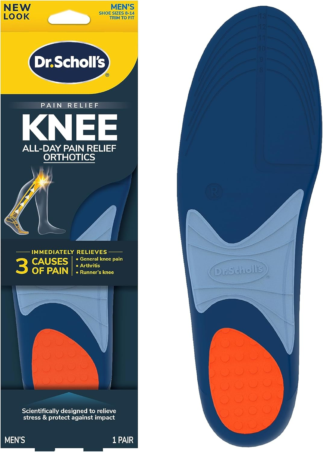 Dr. Scholl'S Knee Pain Relief Orthotics // Immediate and All-Day Knee Pain Relief Including Pain from Osteoarthritis and Runner&rsquo;S Knee (For Men'S 8-14, Also Available for Women'S 5.5-9)