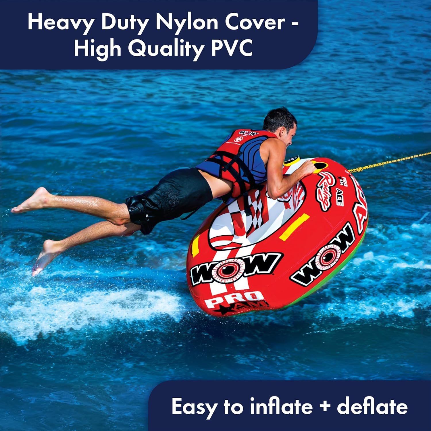 Wow Sports World of Watersports Ace Racing Boat Tube 1 Person Inflatable Towable Tube for Boating, 15-1120 image number 2