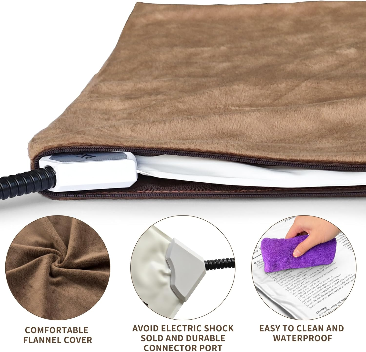 Pet Heating Pad Adjustable Temperature with Timer AU Plug, Waterproof Heated Mat with Chew Resistant Cord, Auto Power-Off Electric Indoor Pet Heat Pad for Dogs and Cats image number 2