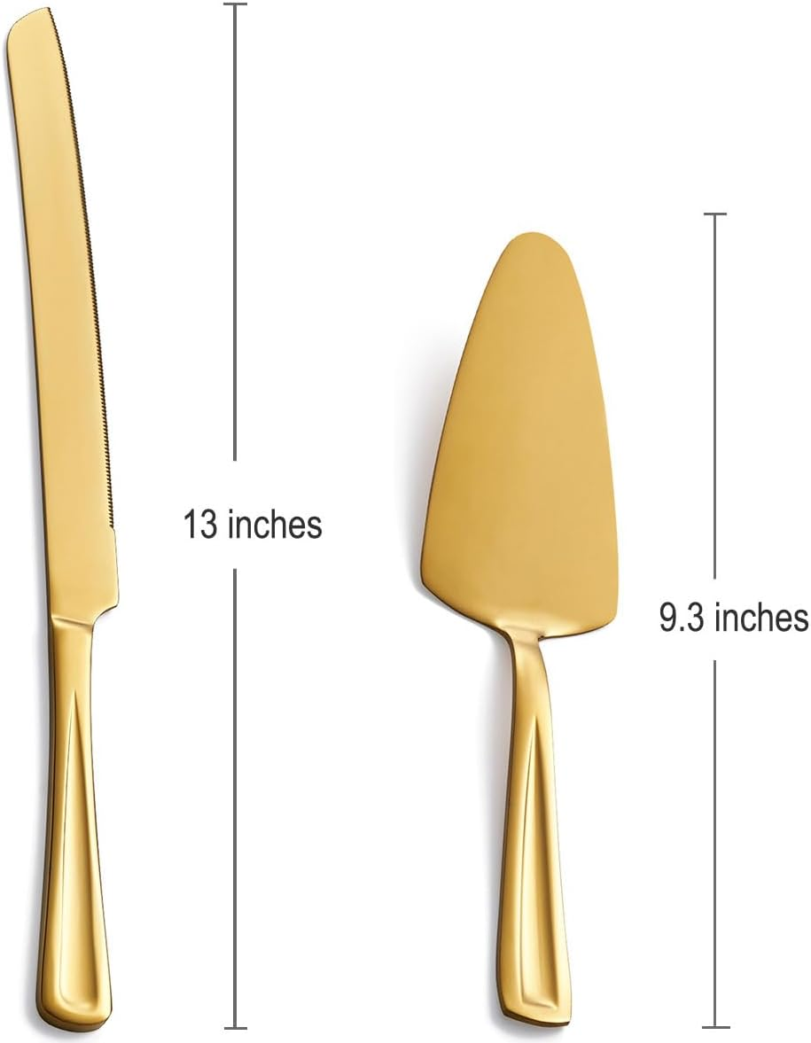 Gogeili Gold Cake Knife and Server Set, 33Cm Stainless Steel Cake Cutting Set, Pie Cutter Set for Wedding, Birthday, Parties, Anniversary image number 5