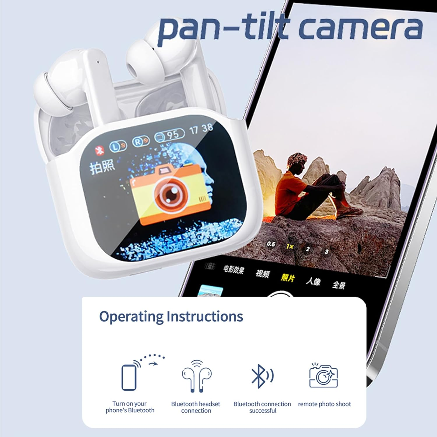 Xmenha ZXY-JM19 Orange Wireless Active Noise Cancelling in Ear Earbuds with Touch Control Bluetooth Headphones image number 2