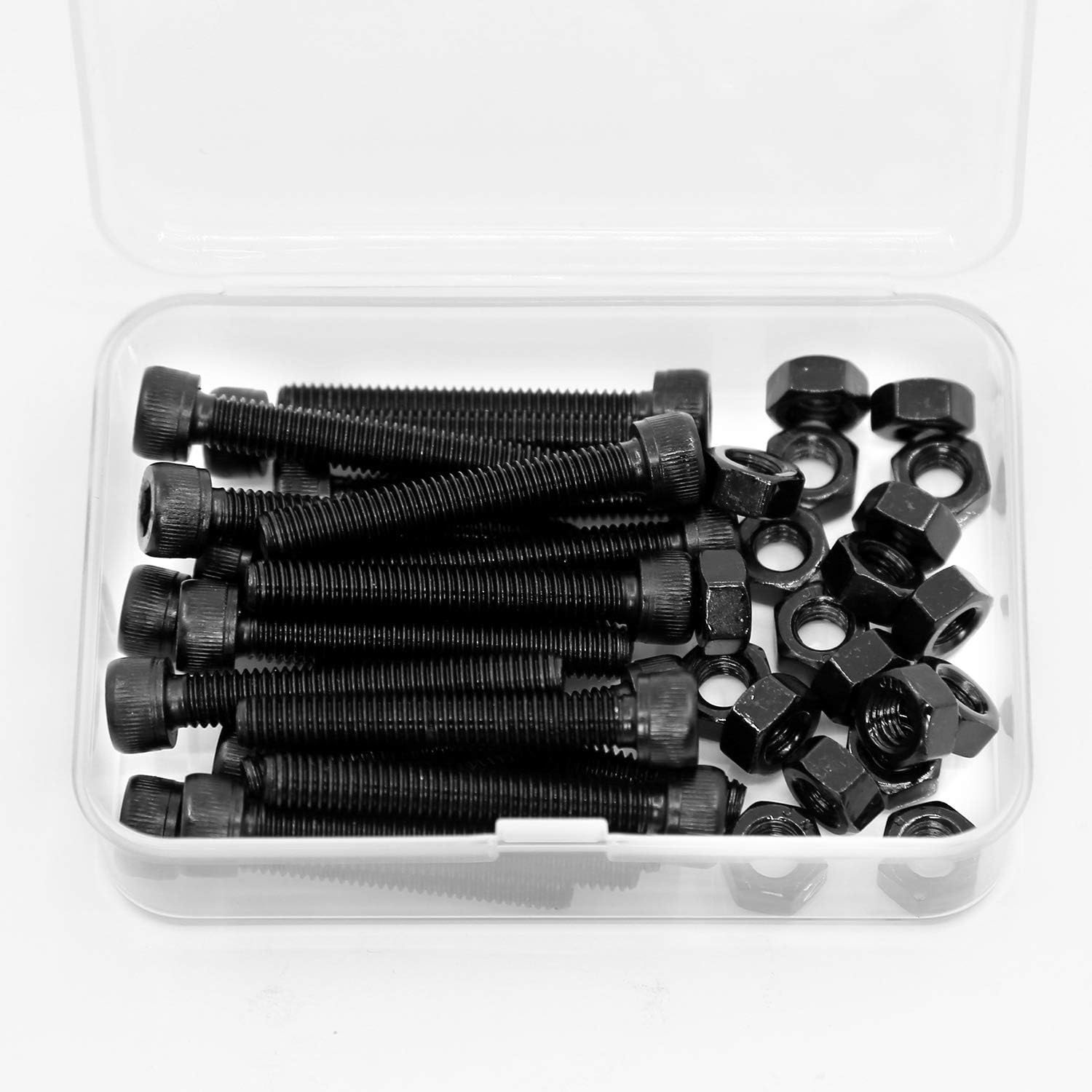 (20 Sets) M6 X 50Mm Bolts and Nuts Set Socket Head Cap Screws 12.9 Grade Alloy Steel Black Full Thread image number 2