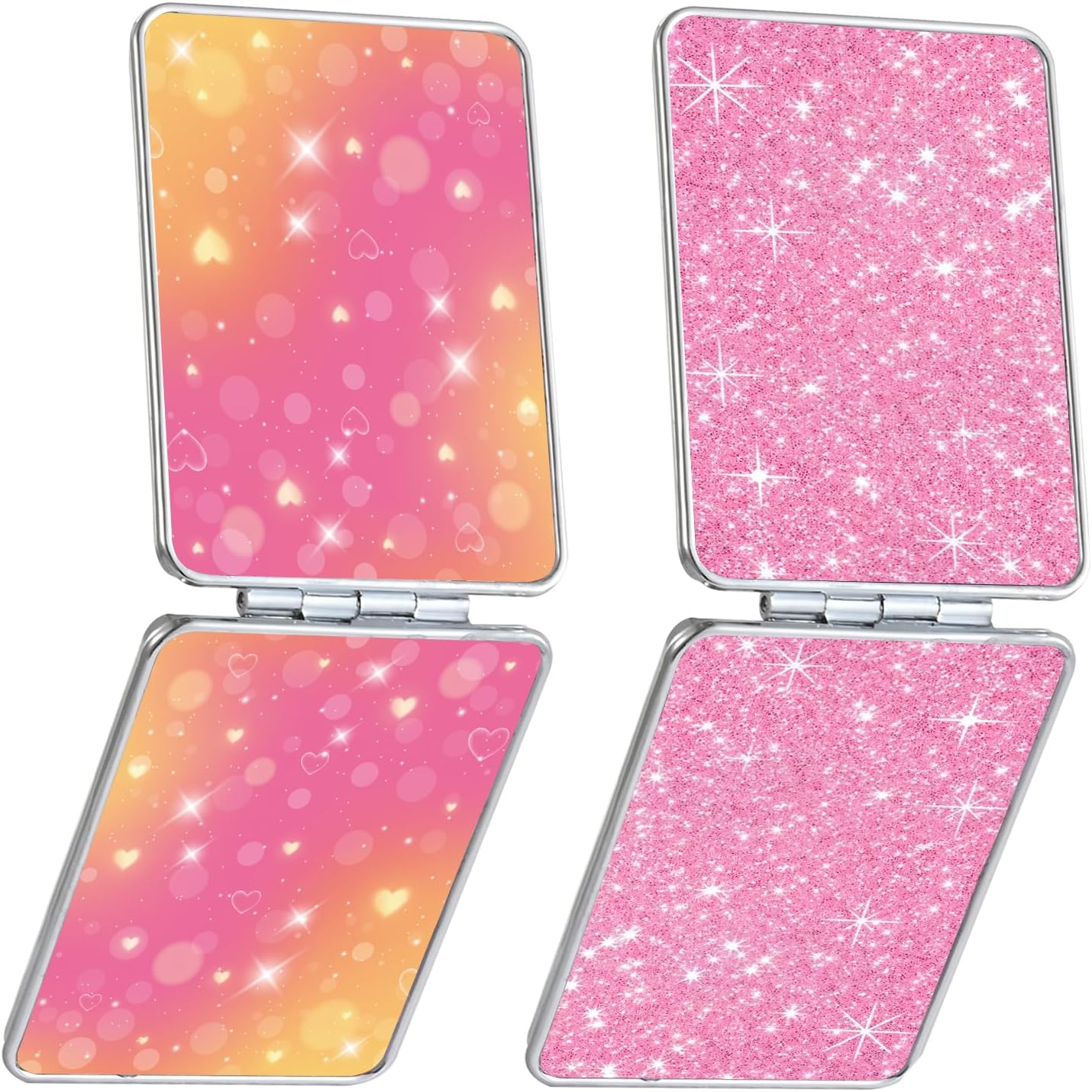 Dcdcee Pocket Mirror, Small Travel Mirror with Magnification, Portable Double-Sided Magnifying Cosmetic Mirror for Daily (Pink Marble)