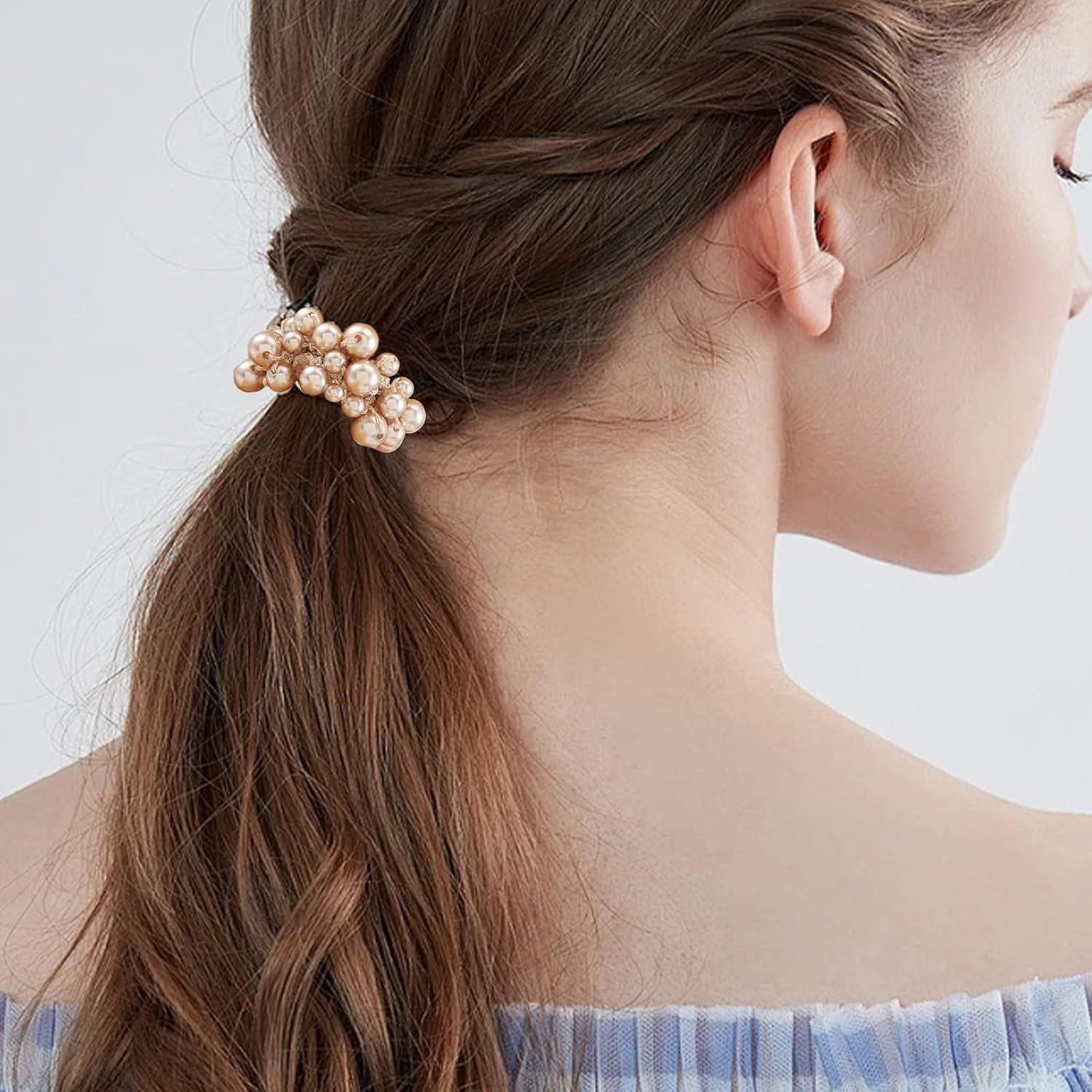 Coriver Women'S Hair Accessories, Pack of 4 Pearls Hair Elastic, Elastic Beads Hair Accessories with Beads, Scrunchies Pearls Rhinestone for Women, Hair Bobbles Scrunchies Girls, Hair Accessories image number 3