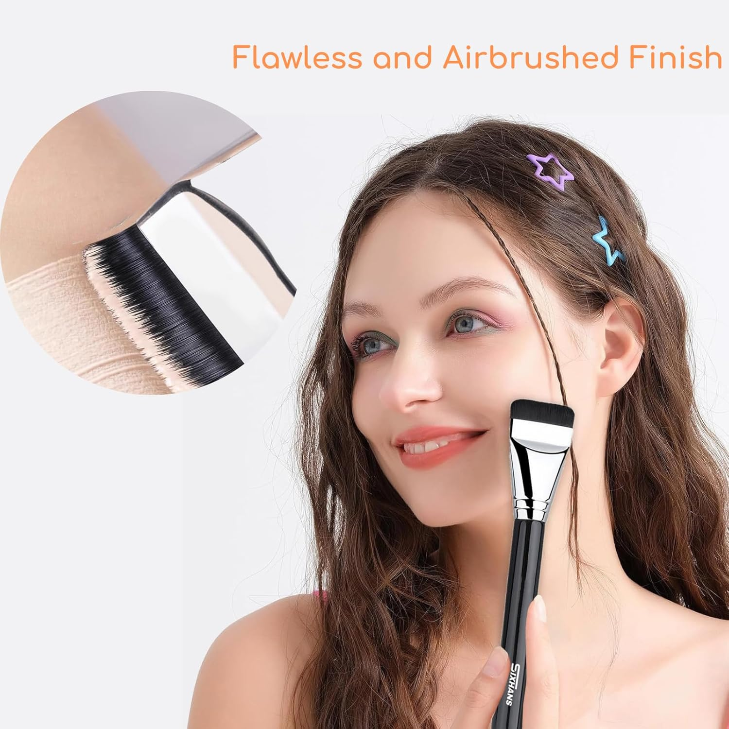 Flat Foundation Brush Rubycell Sponge & Mixing Palette Makeup Tool Couple Set- Ideal for Liquid Foundation,Ultra-Soft Seamless Blender for Flawless Natural Makeup,Minimized Absorb,Long-Lasting