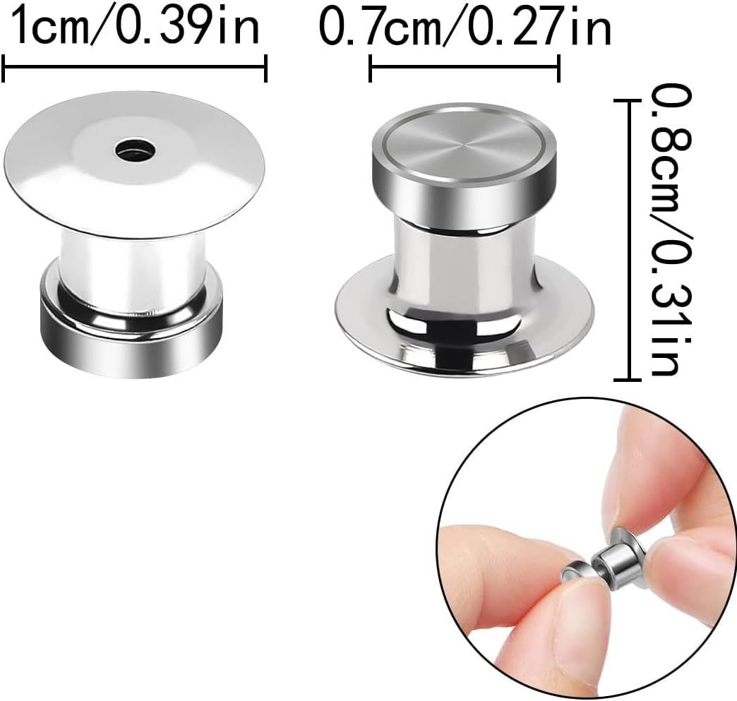 HAIKING Refrigerator Magnetic Pin Backs,12 PCS Silver round Metal Magnet Backs Locking Pin for Brooches, Jewelry Buckle Accessories (10 * 8 * 7Mm/0.39 * 0.31 * 0.27In) image number 2