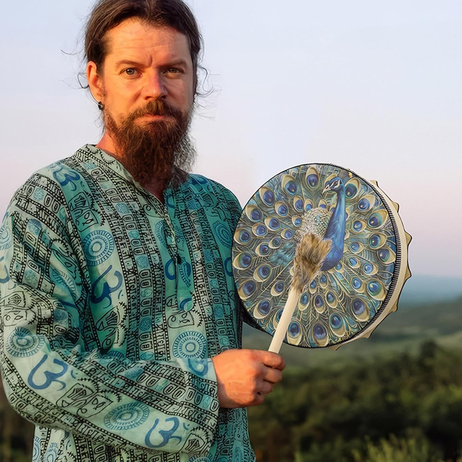 Handmade Shaman Drum - Shaman Drum Native Instruments,Shamanic Drums 9.8 Inch Sound Healer, Shaman Tools for Spiritual Music, Reflection Meditation image number 6