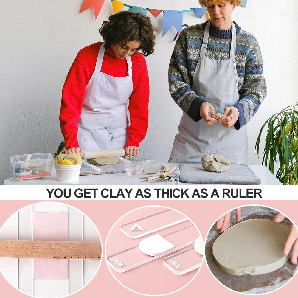 5-Pair Polymer Clay Rolling Pin Guides - 2/3/4/5/6Mm Depth Guide for Dough Thickness image number 2