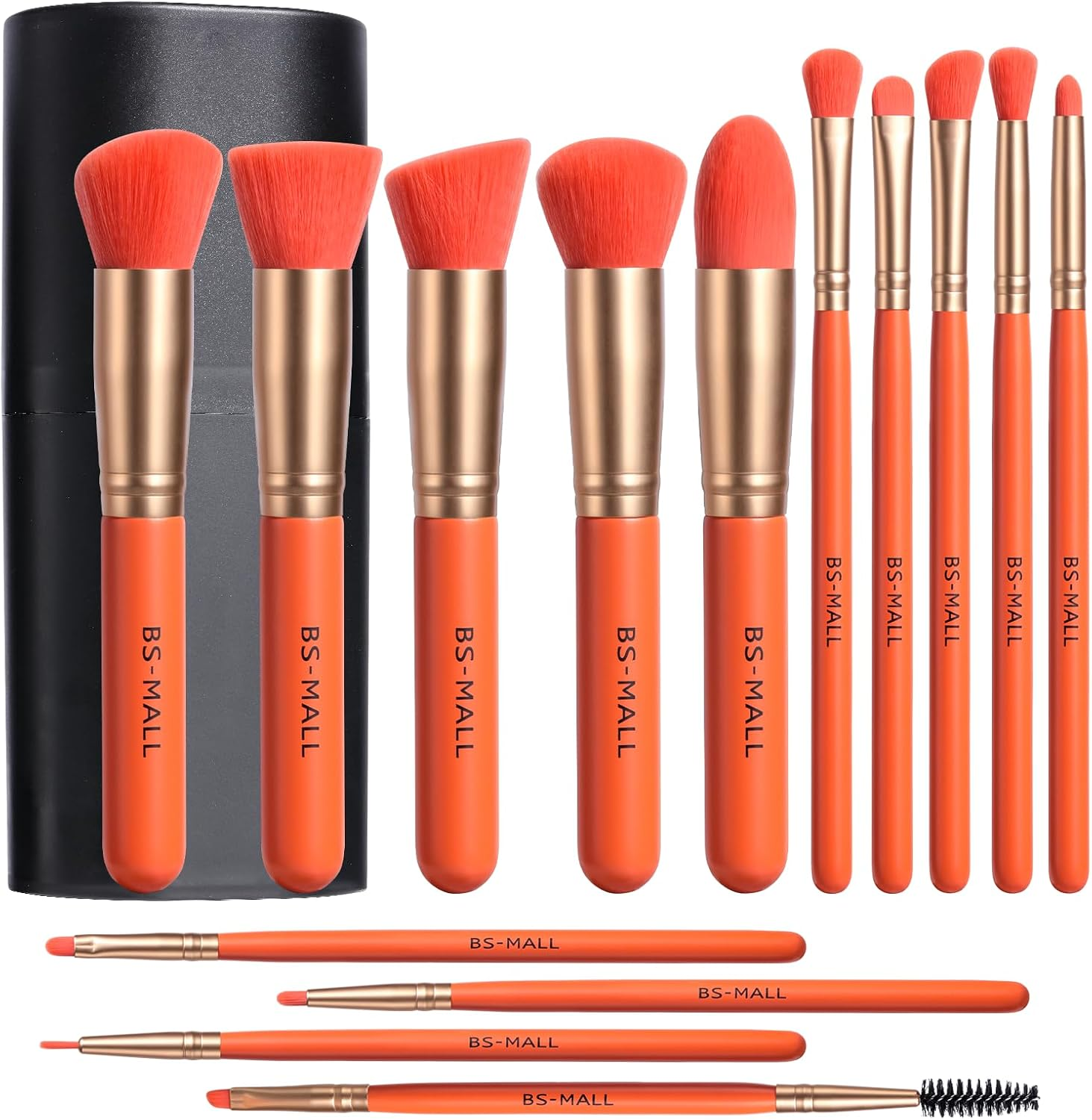 BS-MALL Makeup Brushes Kit &ndash; Professional Makeup Tools with Travel Case, Includes Foundation, Powder, Concealer, Lip & Eyeshadow Brushes for Daily Use & Versatile Occasions (Aluminum Tube Coffee)