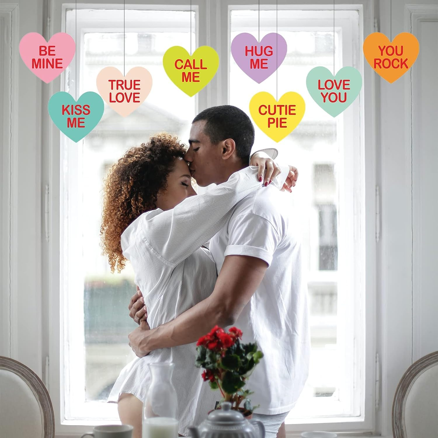 JIMCOM 8 Pcs Heart Hanging Swirl Decorations - Streamers Heart Hanging Swirls for Valentine'S Day Birthday Wedding Party Bridal Shower Anniversary Heart Swirl Decorations image number 1