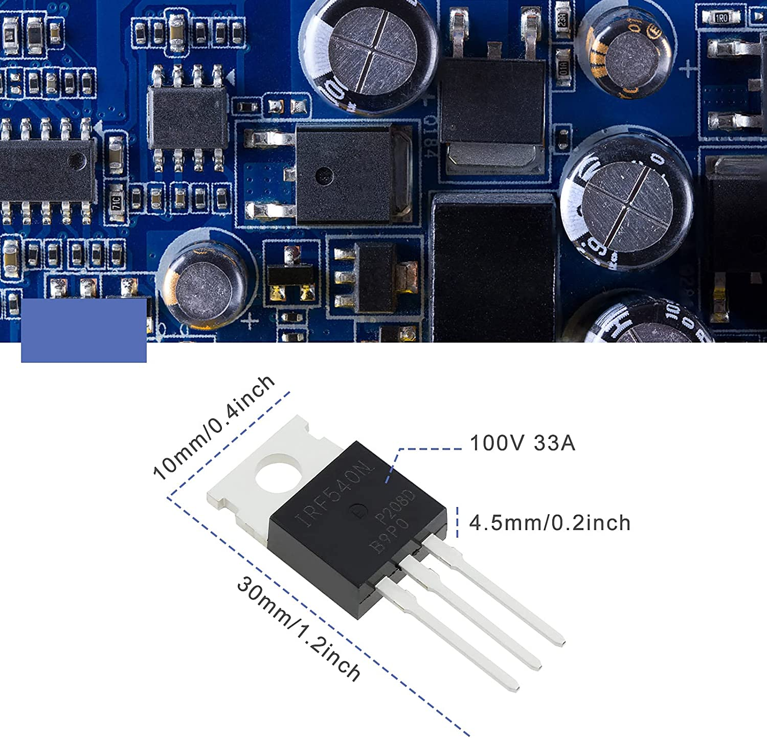 Emsea 10Pcs IRF540N N-Channel Rectifier Power MOSFET Transistor 33A 100V TO-220 image number 6