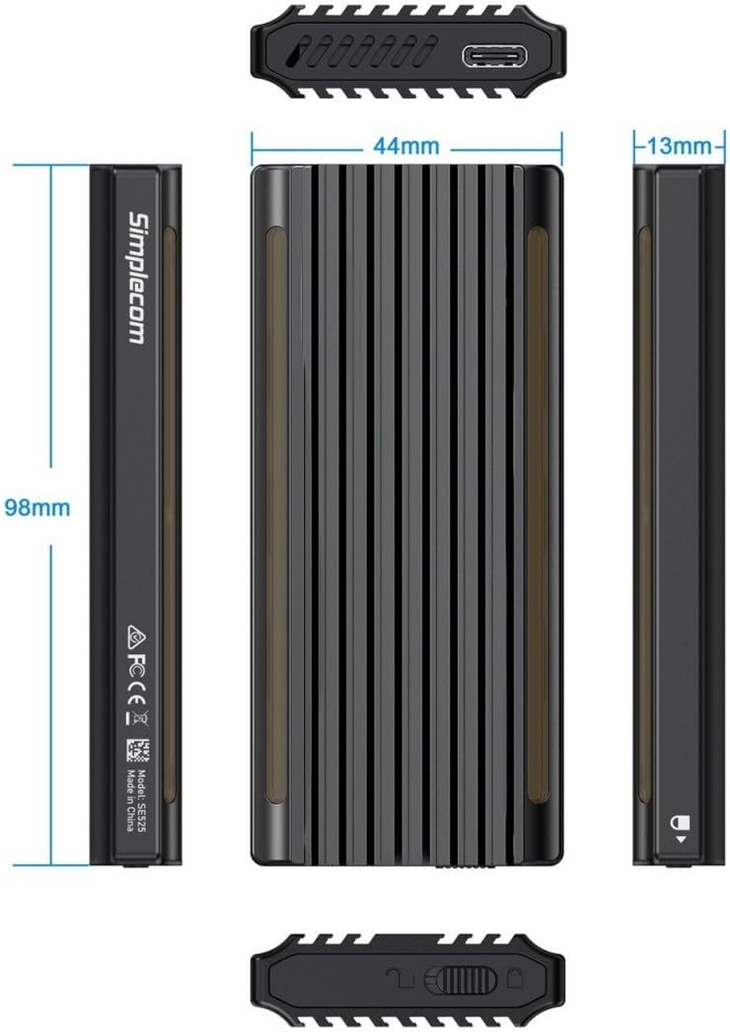 Simplecom SE525 Nvme / SATA M.2 SSD USB-C Enclosure with RGB Light USB 3.2 Gen 2 10Gbps image number 4