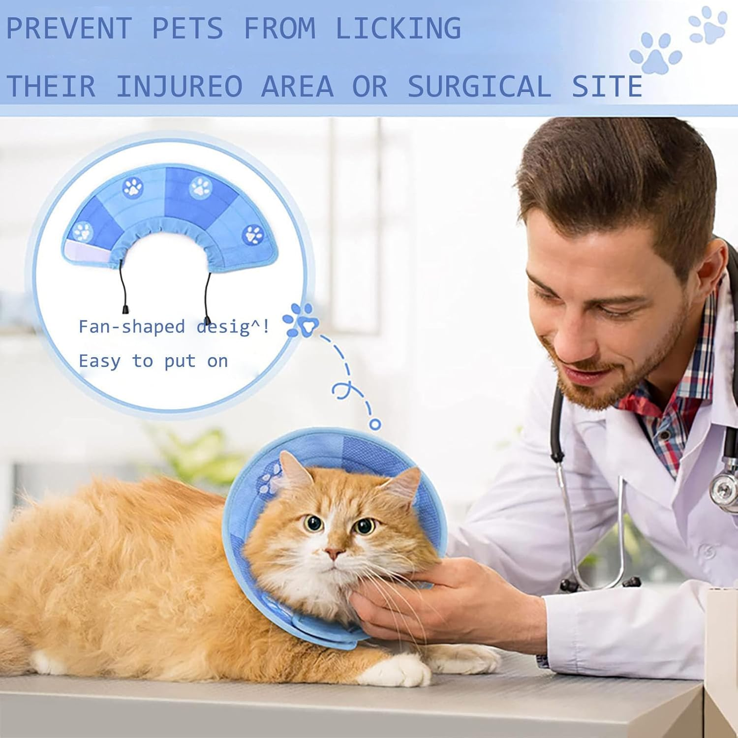 Dinghaole New Cat Cone Collar, Pet Cat anti Lick Collar, Cat anti Bite Head Cover, Cat Neck Cover, Cat Head Cover, Pet Supplies