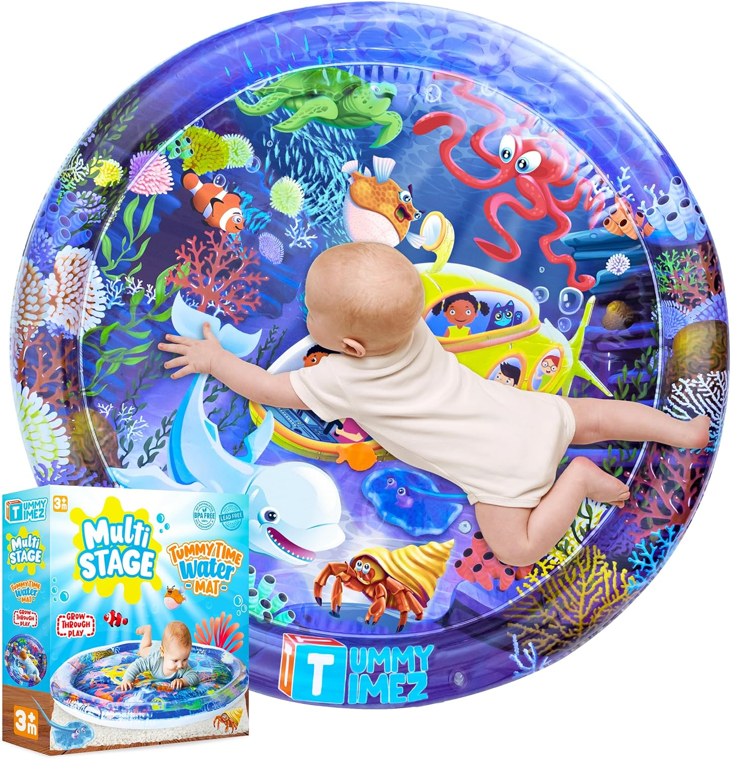 Premium Tummy Time Water Mat, Extra Large Multi-Stage Activity Center Promoting Baby Motor & Sensory Development, Inflatable Playmat Visual Stimulation Gift Infants Toddlers Boys Girls image number 1