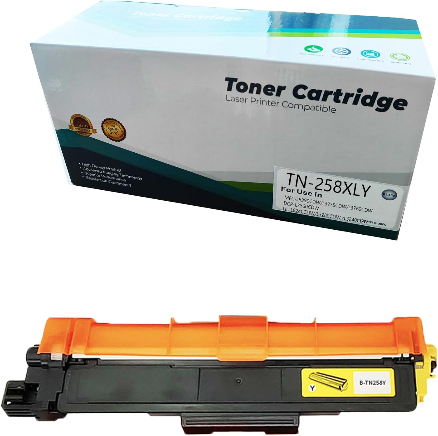 JOJOBE Planet TN-258XLY Compatible Toner Cartridge with Brother MFC-L8390CDW L3755CDW L3760CDW L8240CDW HL-L3280CDW L3240CDW DCP-L3520CDW L3560CDW , 2300 Pages per Cartridge Yellow image number 4