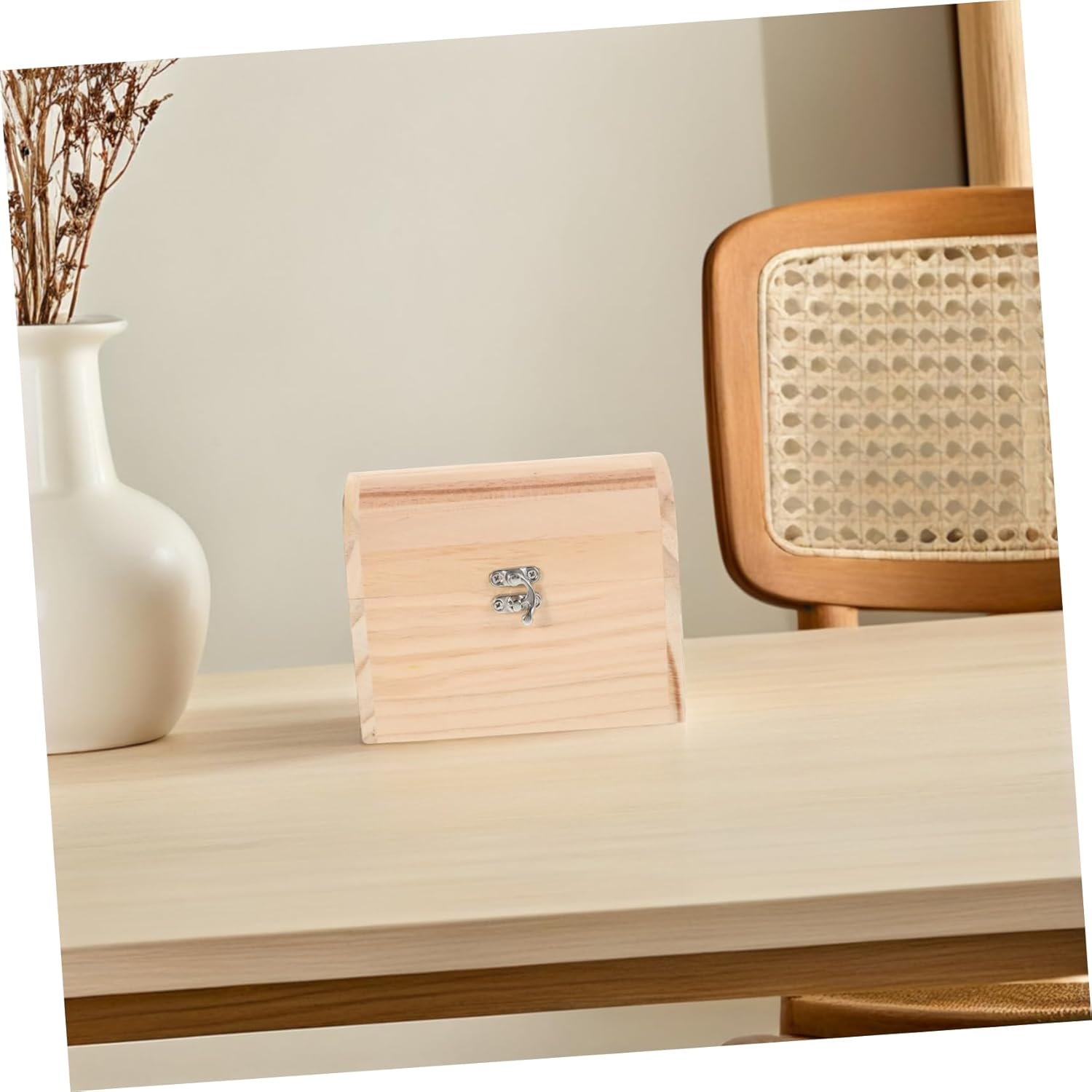 KALLORY Wooden Box Unfinished Diy Craft Storage Case for Jewelry Keepsakes for Photography and Hobby Projects Natural Material image number 1