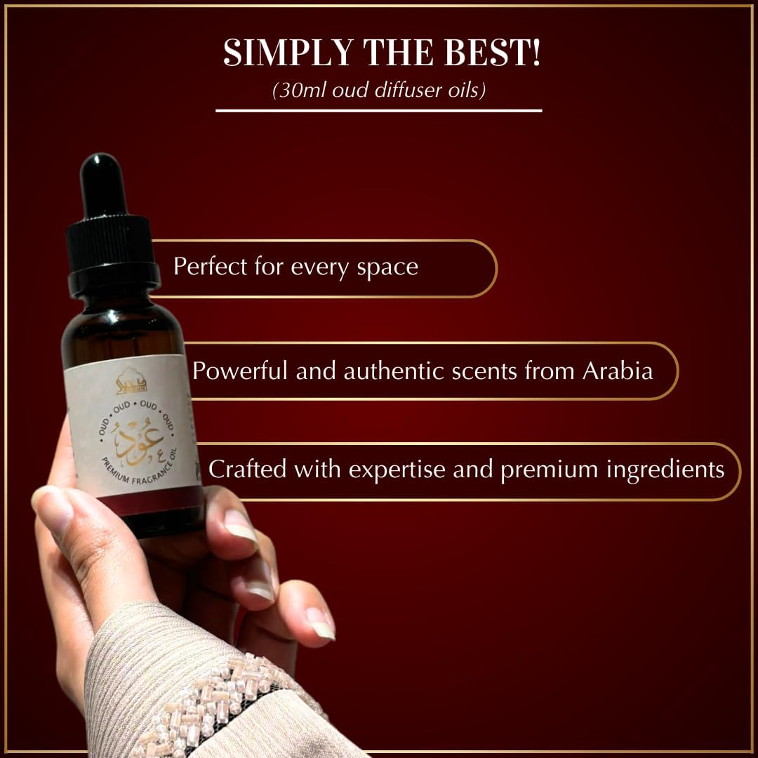 Oud Diffuser Oil by Dukhni | 30Ml Arabic Fragrance Oil for Diffuser & Humidifier | Premium Oudh Essential Oil Blend I Relaxing Aromatherapy Oil for Home | Long-Lasting Scent image number 2