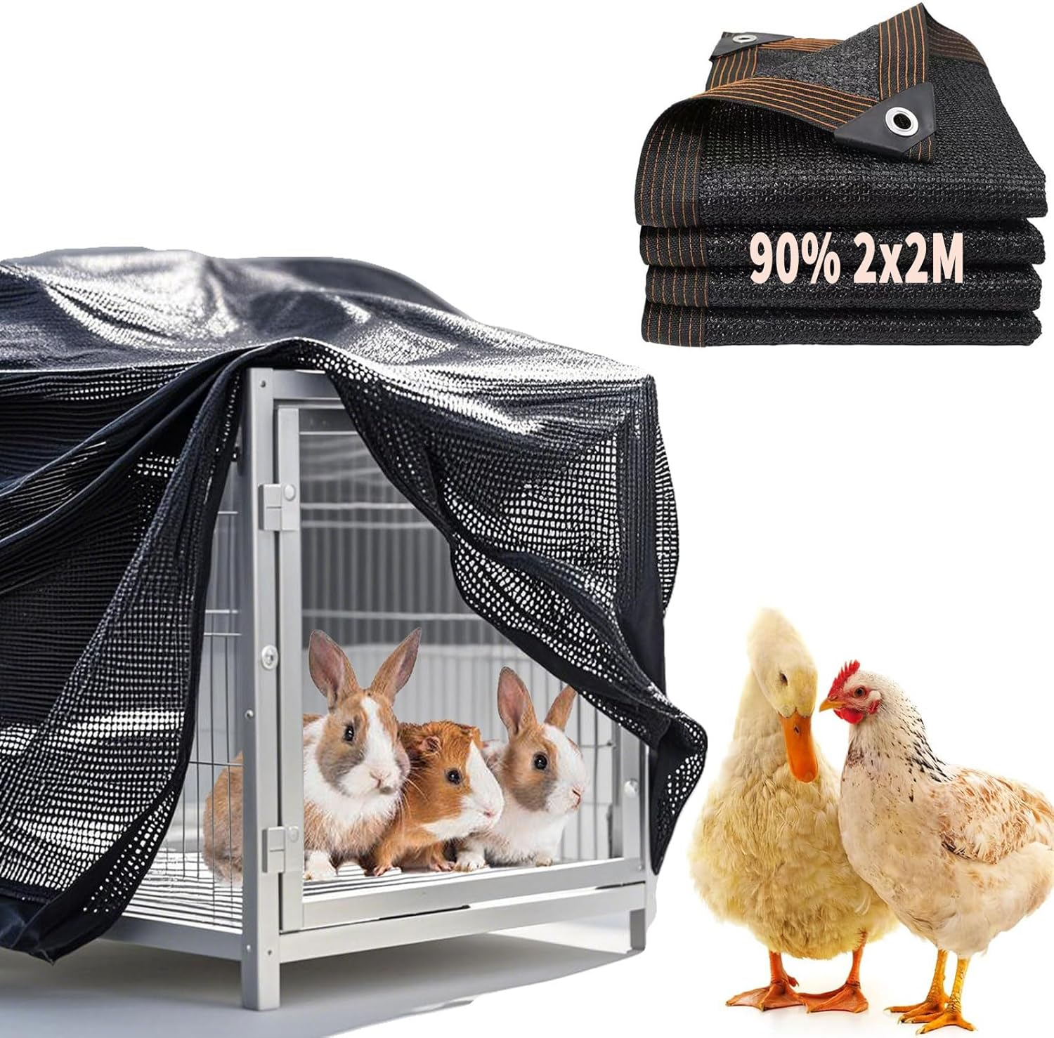 2 X 2M Rabbit Hutch Cover UV Protection 90% Sun Protection Pet Cage Chicken Coop Cover for Guinea Pig Rabbit Chicken Duck and Other Small Animals image number 4