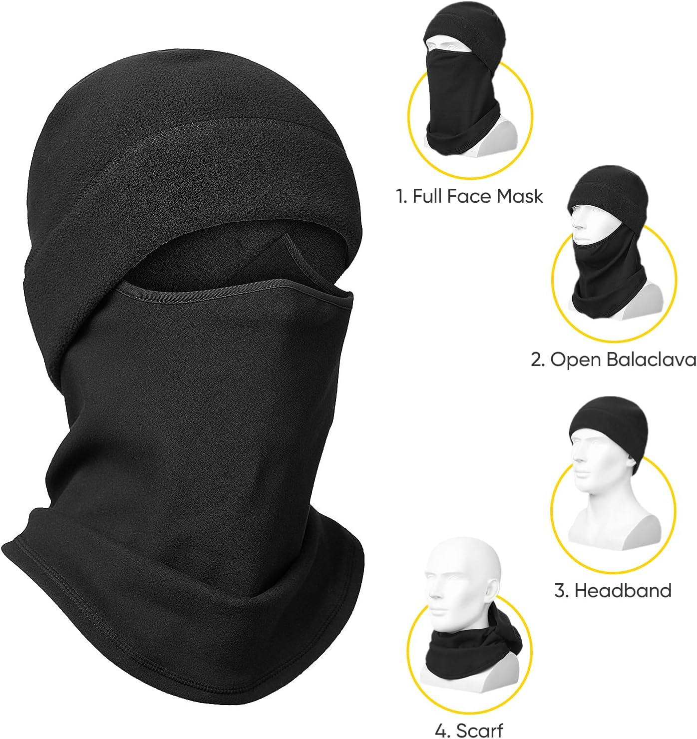 Snowledge Balaclava Face Mask Thermal Winter Ski Mask Beanie Motorcycle Cycling Balaclava for Men Women Teenager Youth Windproof Cold Weather Neck Warmer image number 1