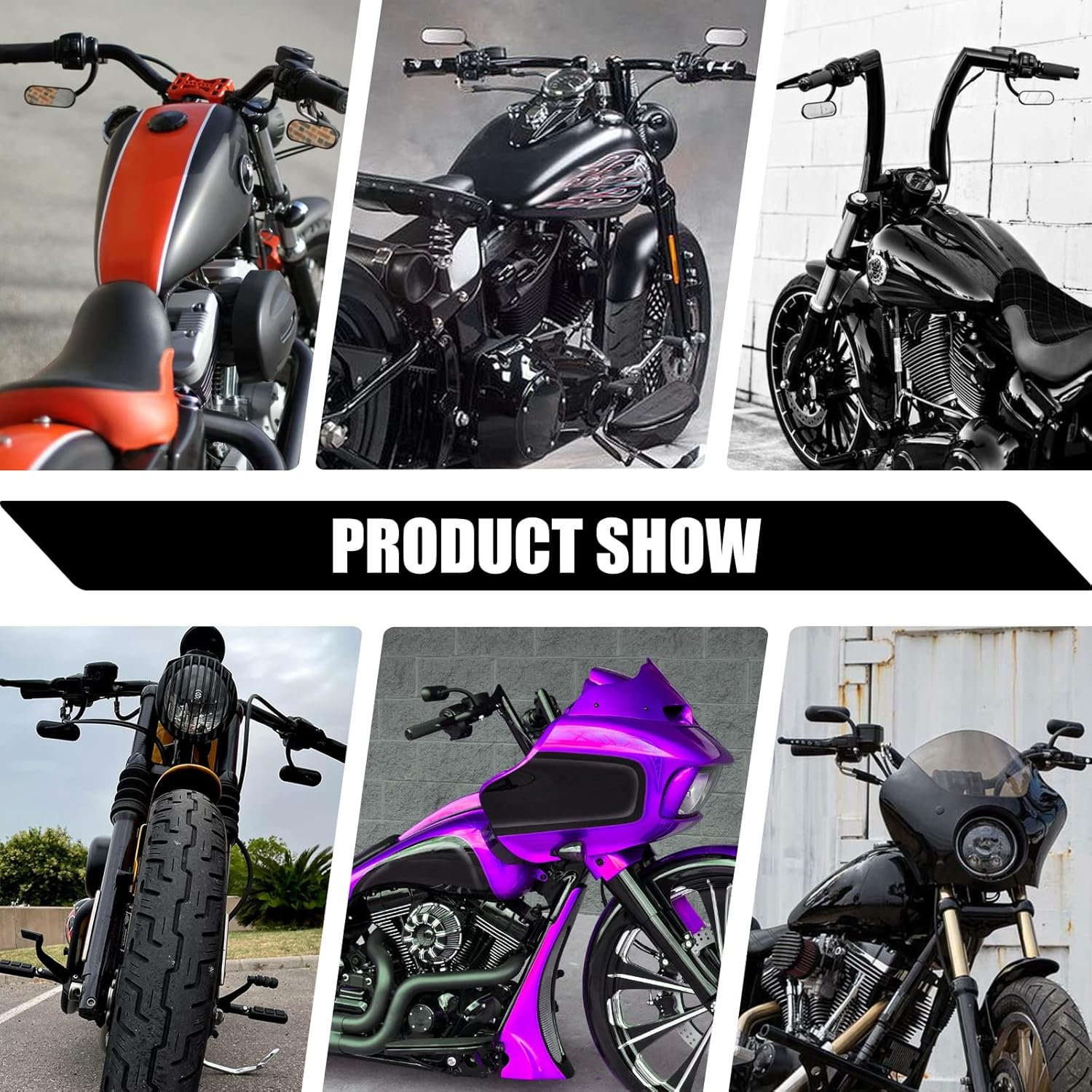 DREAMIZER Universal 8MM/10MM Black Mini Oval Side Mirrors Motorcycle Rear View Mirrors Compatible with Harley Road King Softail Street Electra Glide Dyna Iron 883 Sportster 1200 image number 1