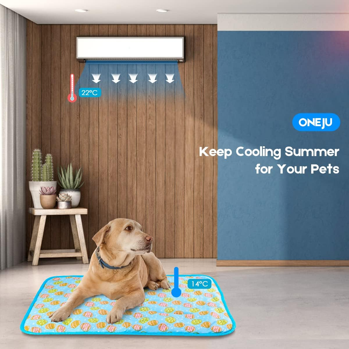 Cooling Mat, ONEJU Cooling Mat for Dogs and Cats, Medium Pet Cooling Mat 70X50 Cm 27.5X19.6 Inch, Cooling Pad for Dog, Blue image number 5