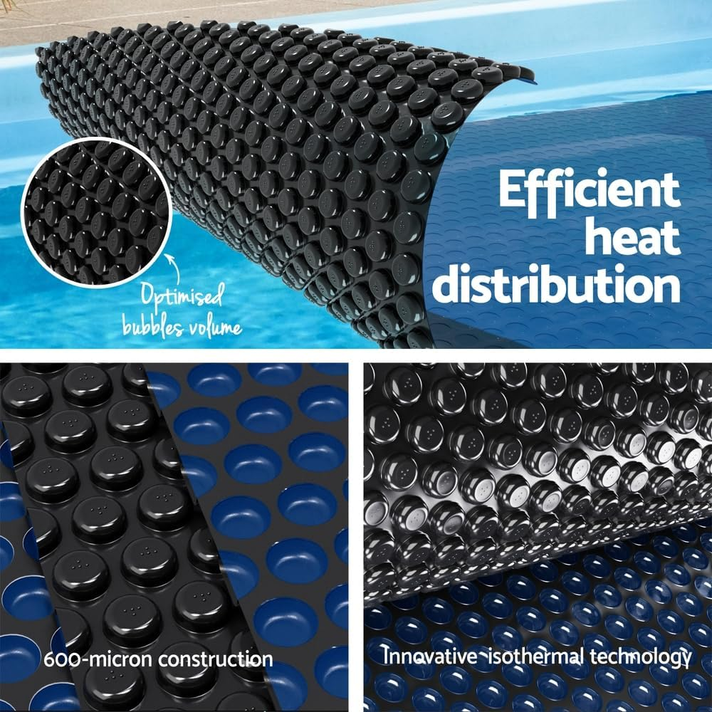 Aquabuddy Pool Cover 600 Micron Bubble Heat Solar Blanket Blue Black 8.5X4.2M image number 3