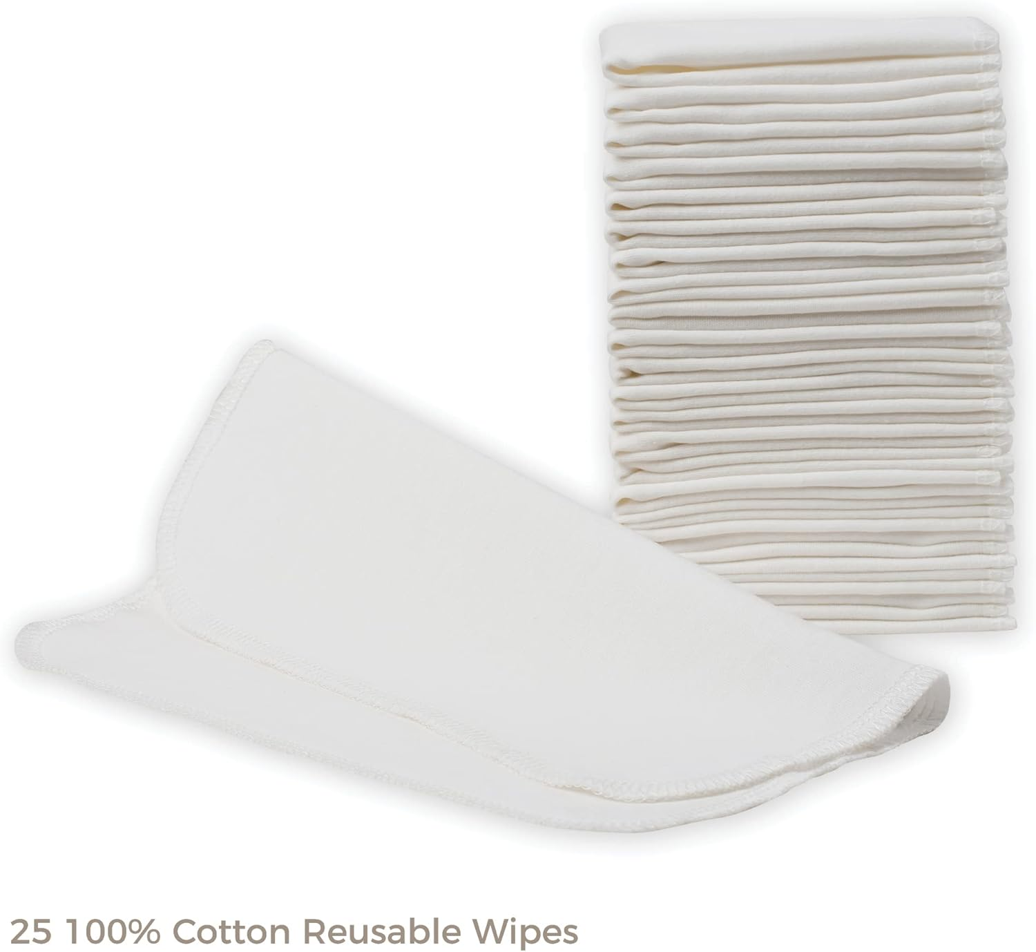 Reusable Baby Wipes, Washable Cloth Baby Wipes, 25 Sheets in a Pack of Cloth Wipes for Baby, 100% Cotton Reusable Wipes by Nora'S Nursery image number 3