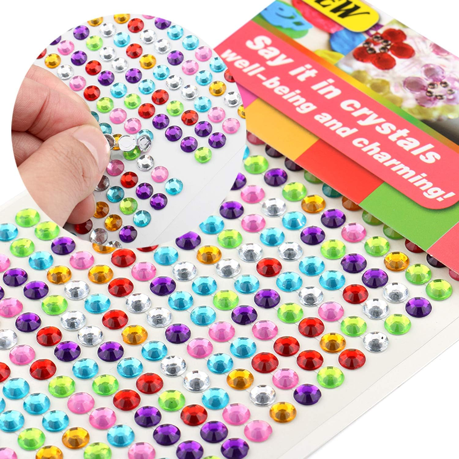 Rhinestone Stickers Self-Adhesive Jewels Sticker for Kids DIY Craft Cards Embellishment Diamond Gem Decorations, Wedding Decorations, Body, Nail, Scrapbooking Embellishment (9 Coloured Stickers) - 8 Silver Stickers image number 6