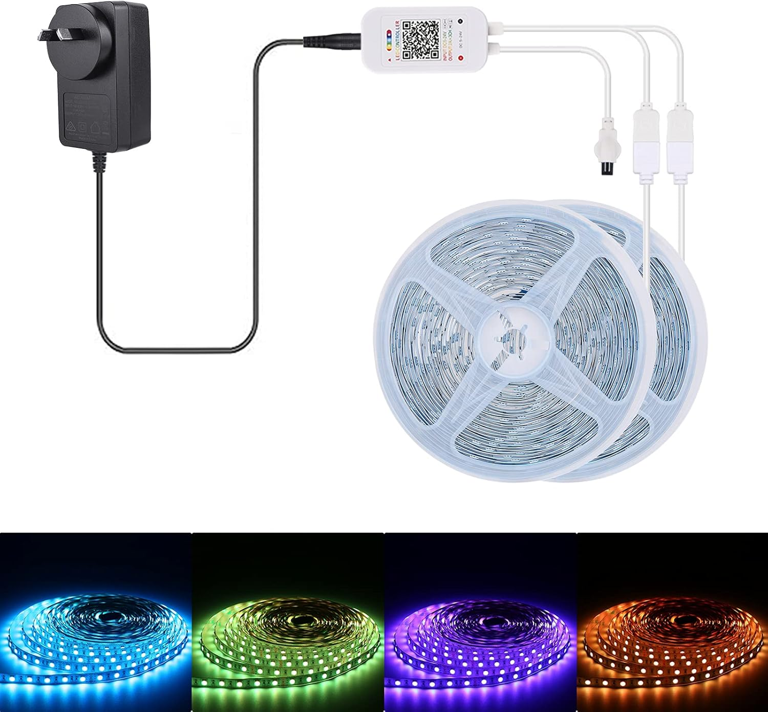 20M Bluetooth Led Strips Light Music Sync ALED LIGHT 2X10M Flexible Color Changing RGB 5050 12V Rope Light Strips Kit with IR Remote&App Control Non-Waterproof for Party,Home,Diy Decoration