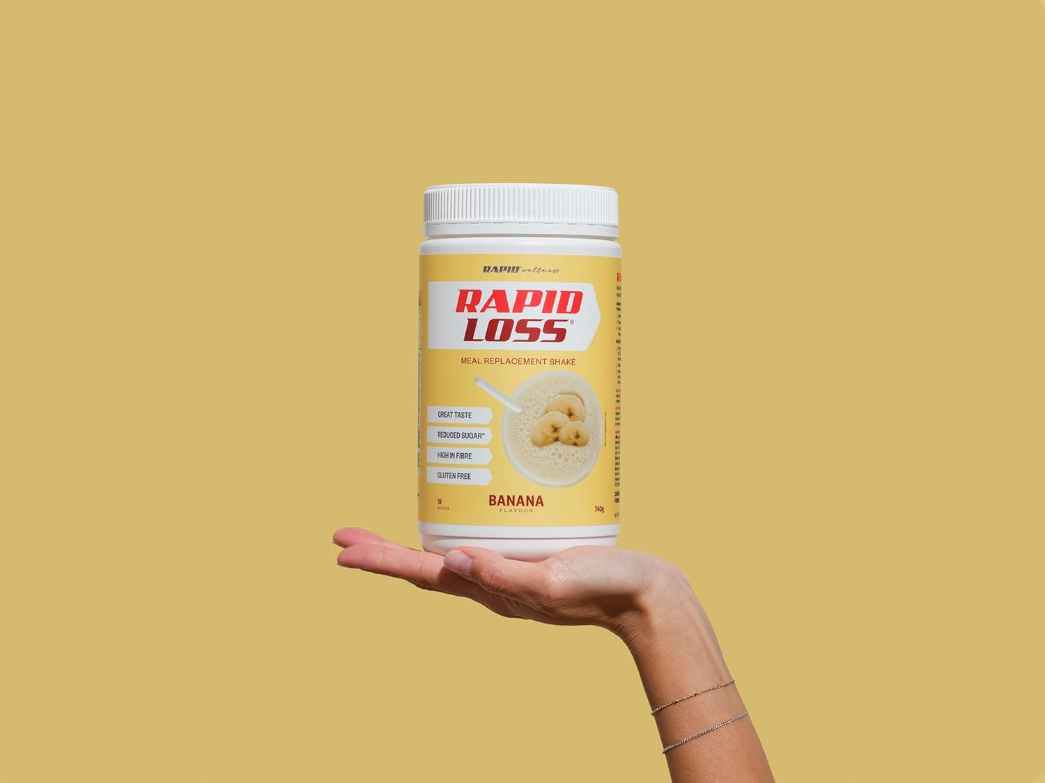 Rapid Loss Banana Protein Shake Mix 740G, VLCD Weight Loss Gluten Free Meal Replacement Shakes, Low Calorie, Low Carb, Low Sugar image number 1