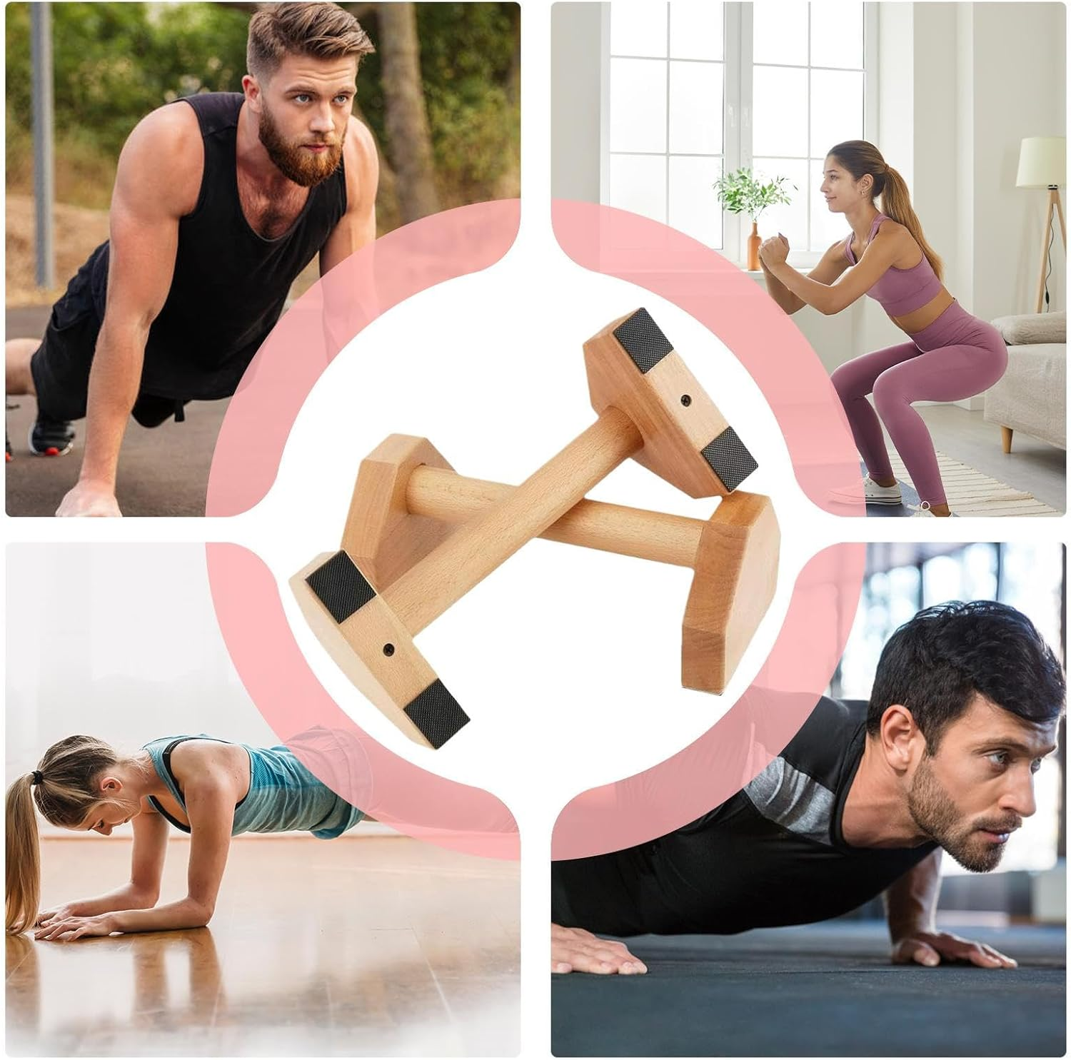 Push up Bar,Comfortable Small Wood Strength Training Aid | Workout Equipment Handstand Blocks,For Home Gym Indoor Floor Office Dorm