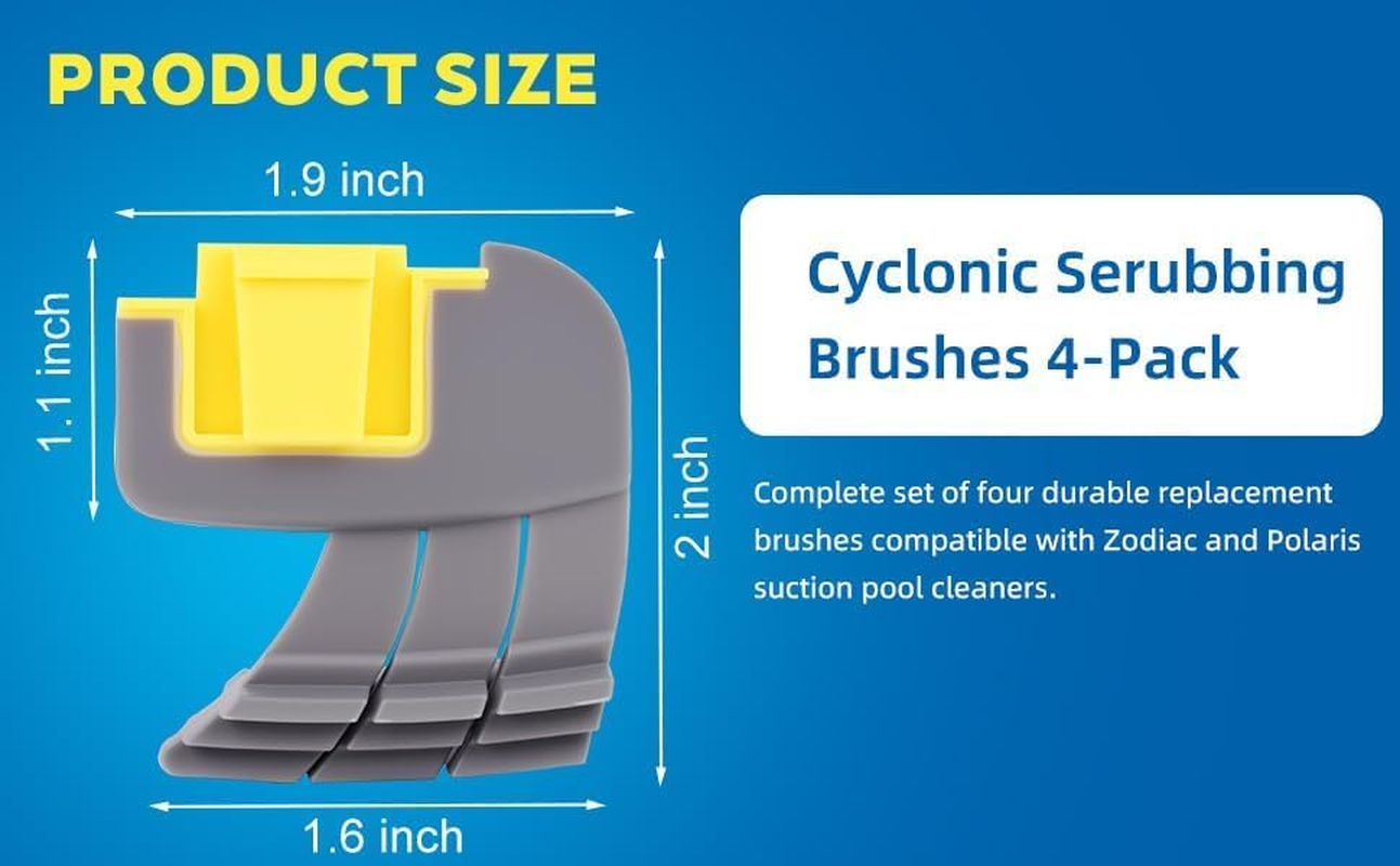 4-Pack Parts Srubbing Brushes R0714400 Compatible with Replace Dirty or Worn Brushes for Zodiac MX6, MX6 Elite, MX8, and MX8 Elite, Also Polaris MAXX, Atlas, and Atlas XT image number 4