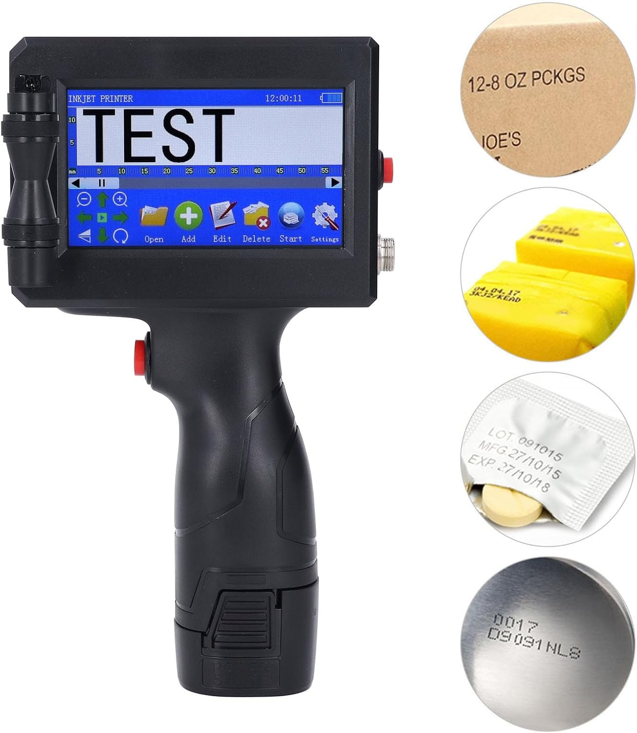 Handheld Inkjet Printer with Cartridge, 2-12.7Mm Height Adjustable Wireless Bluetooth Handheld Inkjet Coding Machine with 4.3 Inch Touch Screen for Barcodes/Code/Date Label.. image number 5