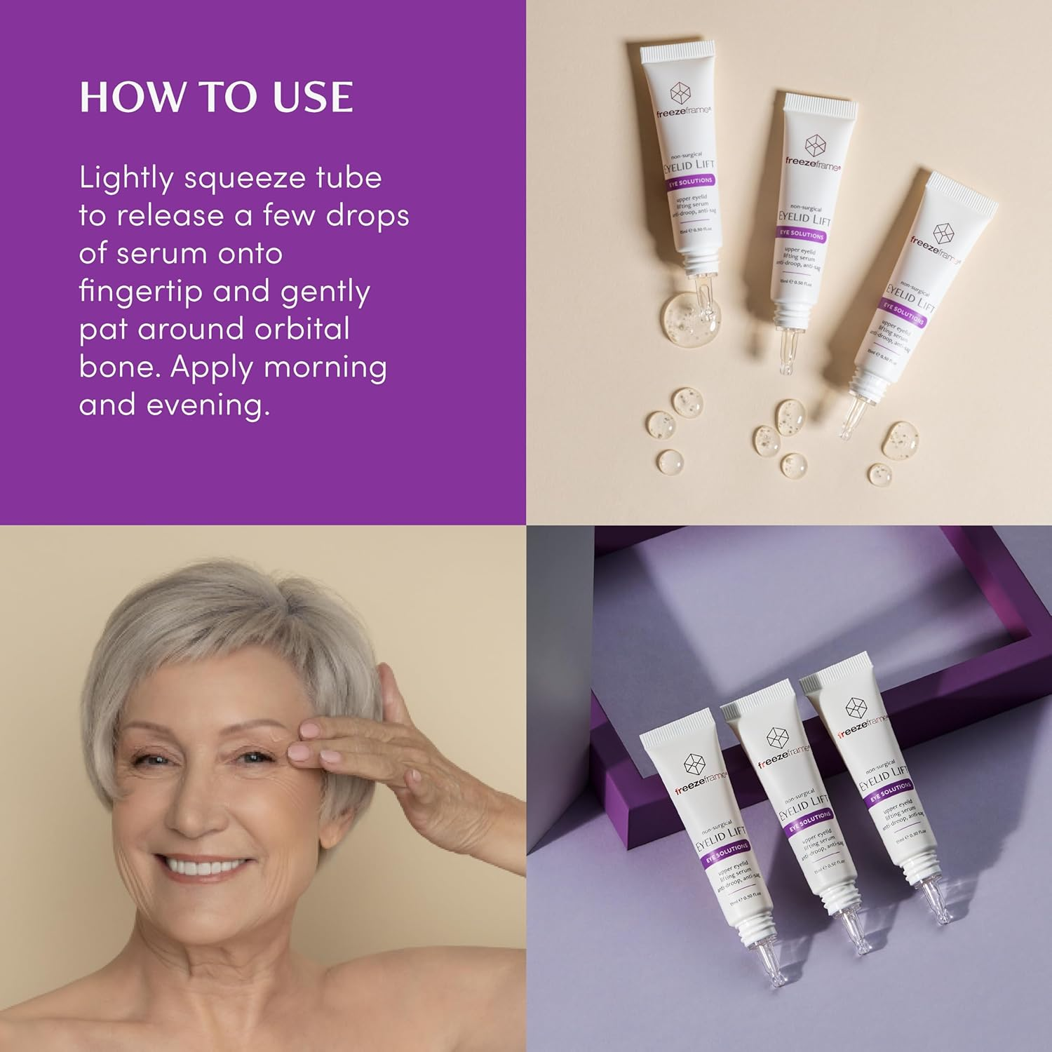 Freezeframe - EYELID LIFT, Clinical Lifting Eye Gel and Eye Serum, Visibly Lifts the Appearance of Sagging Eyelids and Visibly Opens Eyes, Anti-Droop, Anti-Sag Treatment with Bio-Mimetic Peptides and Hyaluronic Acid (15Ml) image number 3
