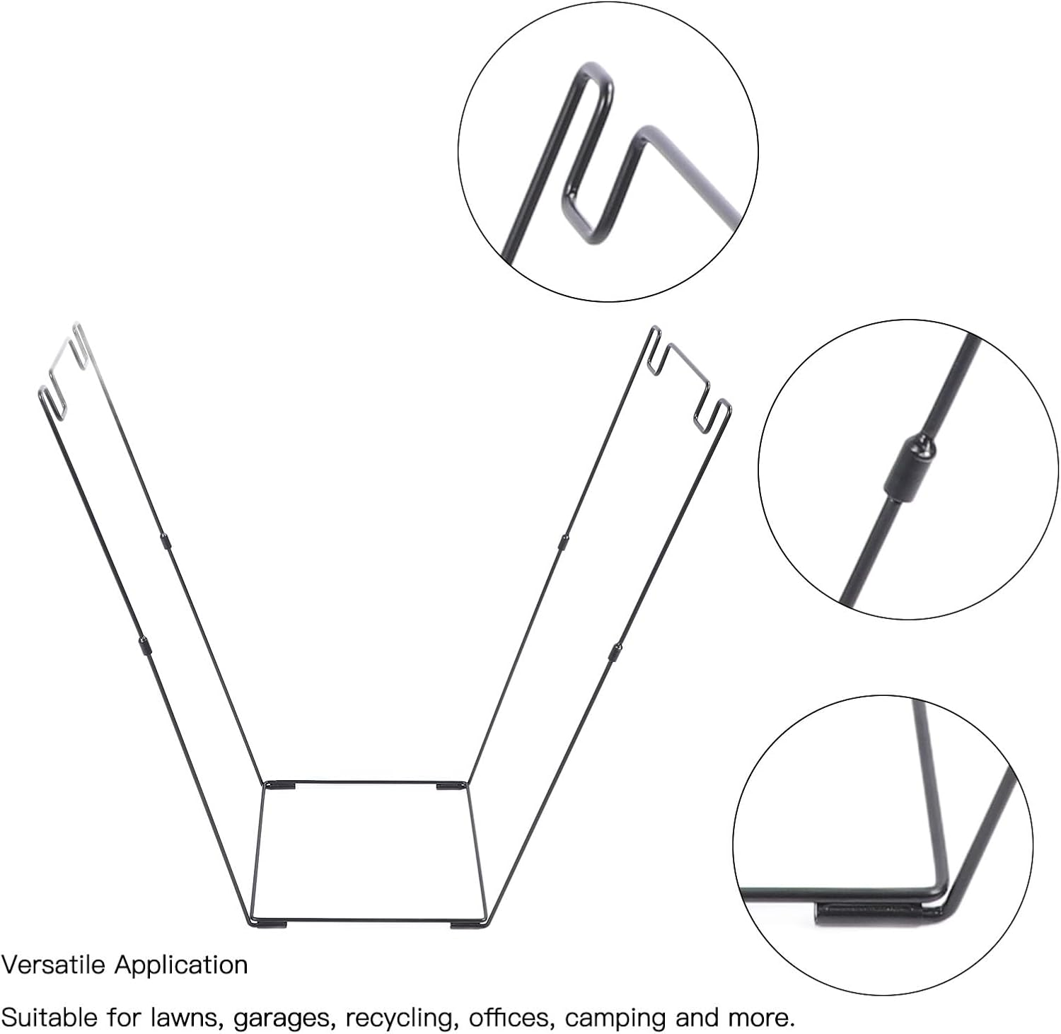 Metal Trash Bag Holder, Outdoor Leaf Bag Support Stand, No Assembly Needed, Holds for 30-45 Gallons Bag, Garden Garbage Bag Holder Frame for Camping Yard Parties image number 2