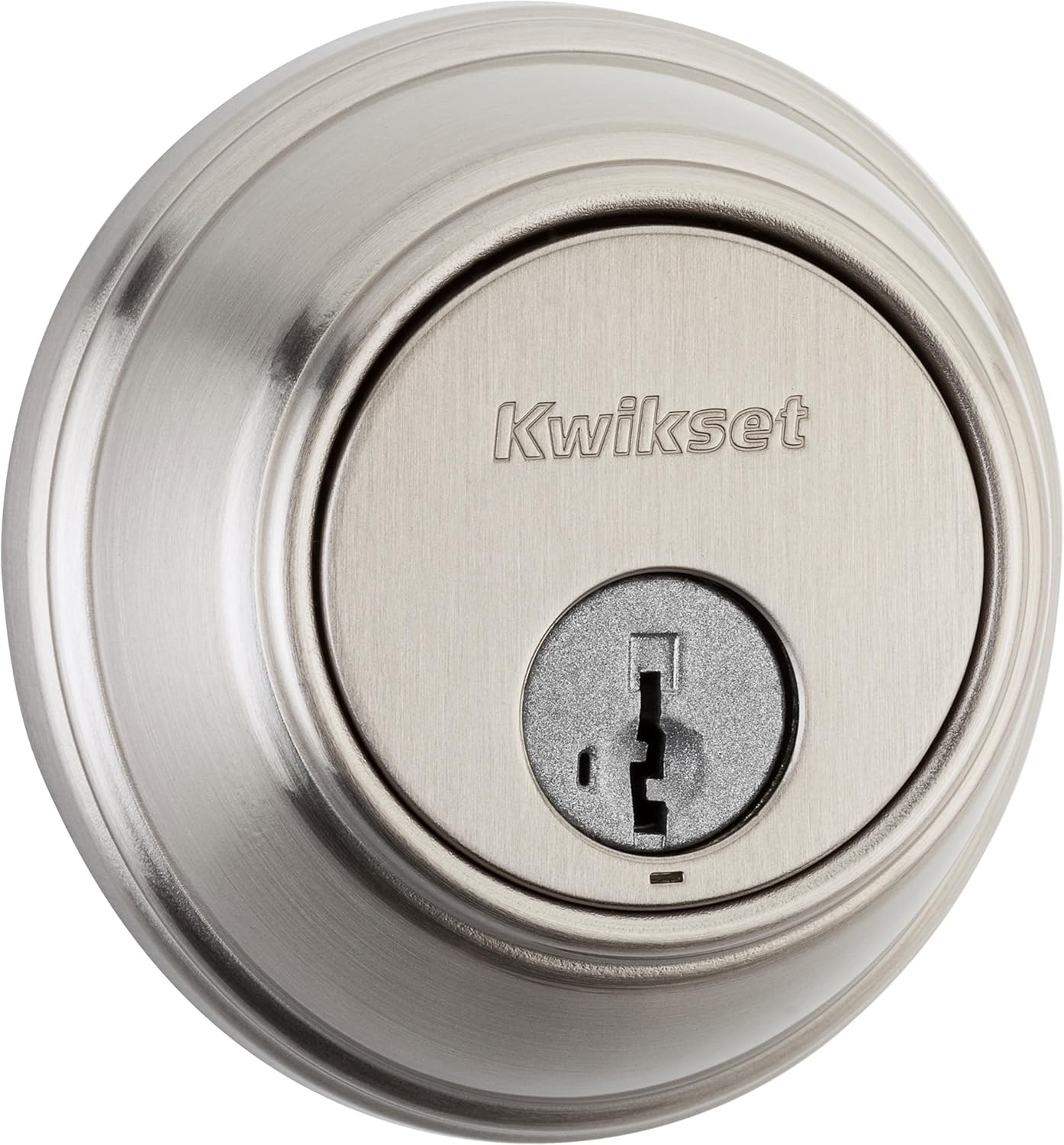 Kwikset 817 Deadbolt Lock, Satin Nickel round Exterior Keyed Front Entry Door, Pick Resistant Smartkey Rekey Security, Single Cylinder Dead Bolt, with Microban Protection image number 7