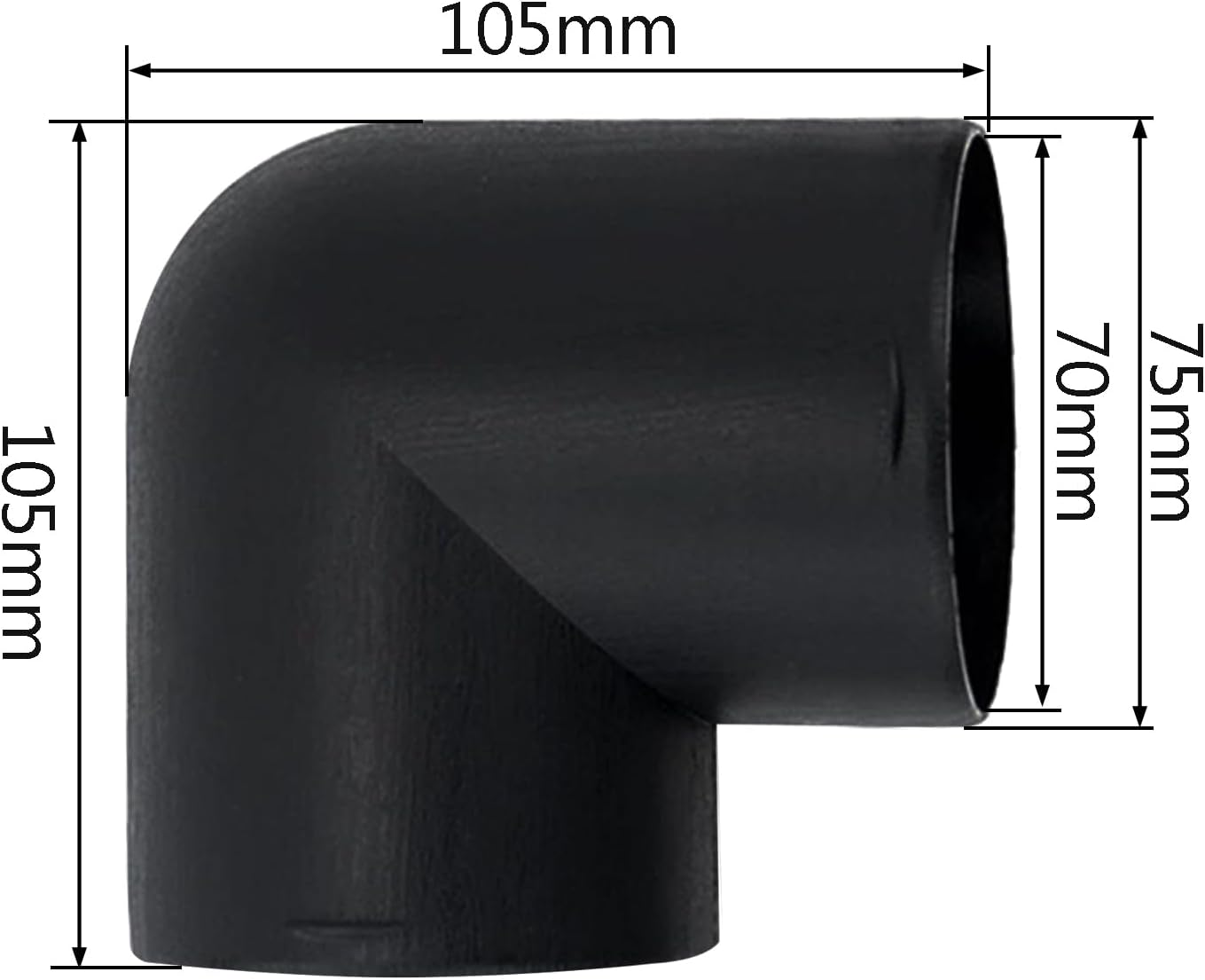 75Mm Air Diesel Heater Ducting Pipe L Shape Elbow Outlet Connector Black (Elbow-1Pc)